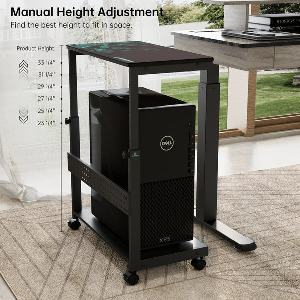 Eureka Ergonomic Mobile Cpu Cart With Manual Height Adjustment - Black, Ergonomic Design, Height Adjustable, Rolling.