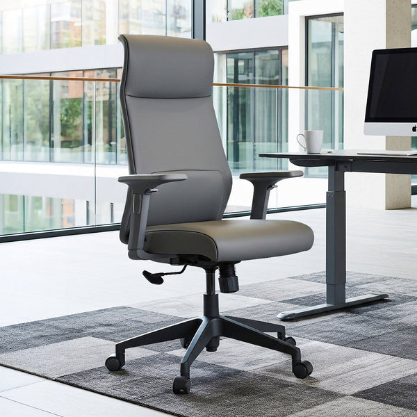 Eureka Ergonomic Valen Microfiber Leather Executive Office Chair Off-White Front View