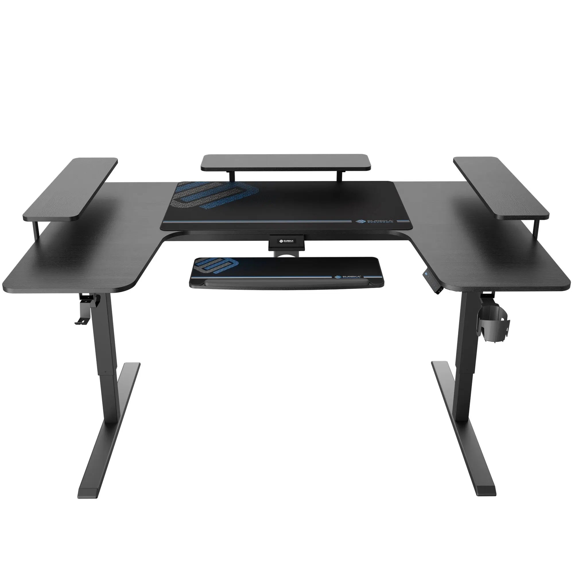 Eureka Ergonomic 74 U-Shaped Standing Desk With Accessories for Ergonomic Workspace in Black.