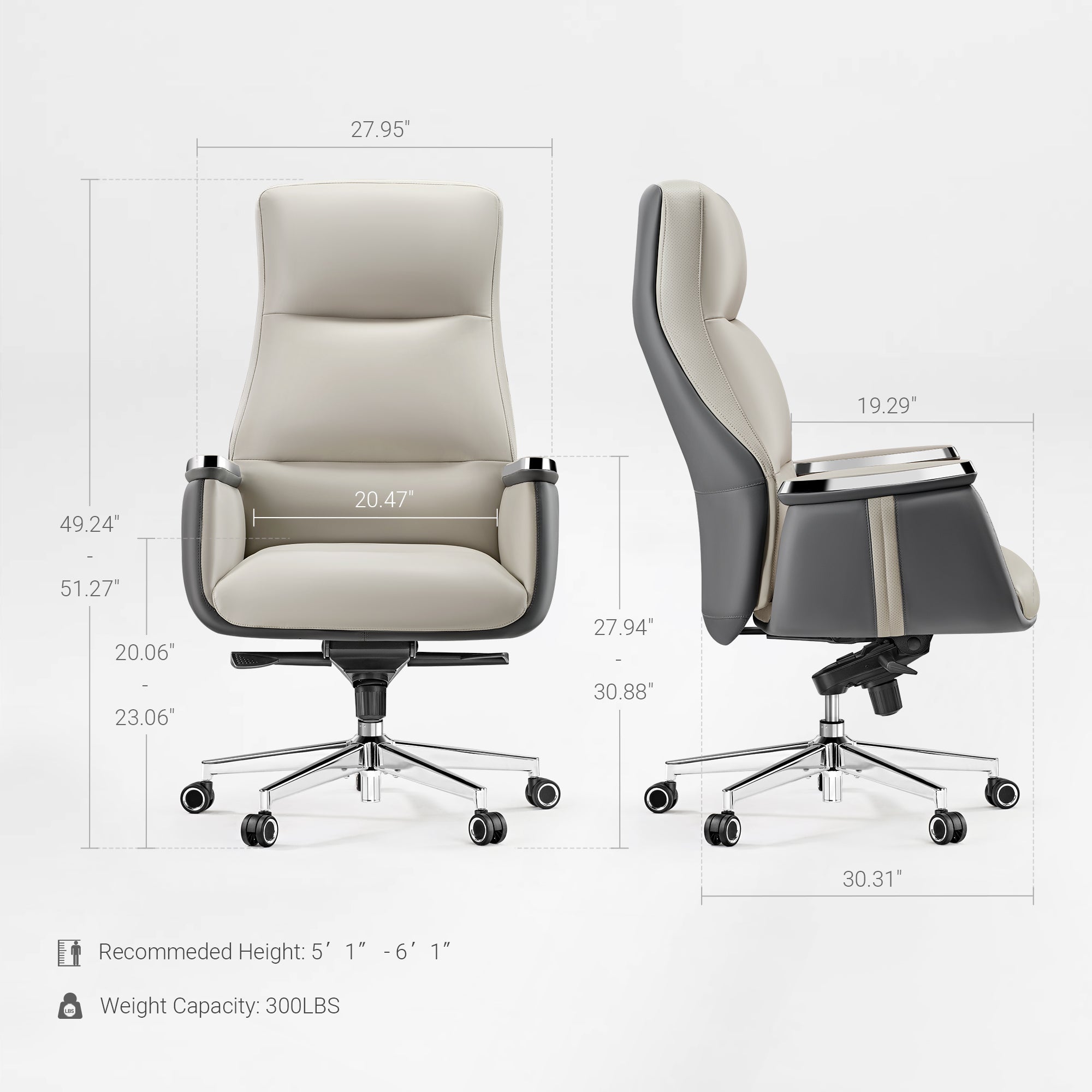 Royal II, Silicone & Leather Executive Ergonomic Office Chair