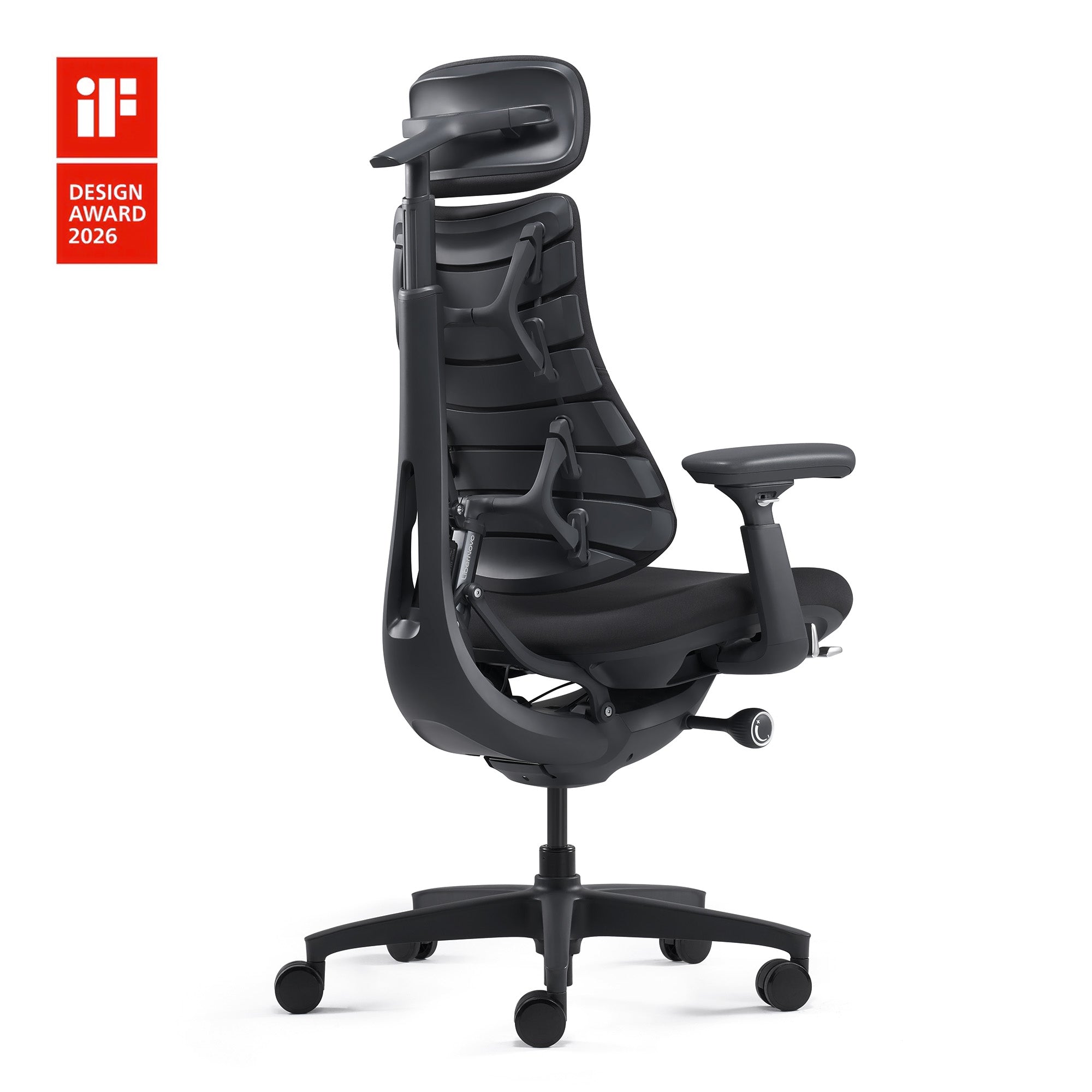 LiberNovo Omni Ergonomic Office Chair featuring Bionic FlexFit Backrest for Dynamic Spinal Support, Midnight Black