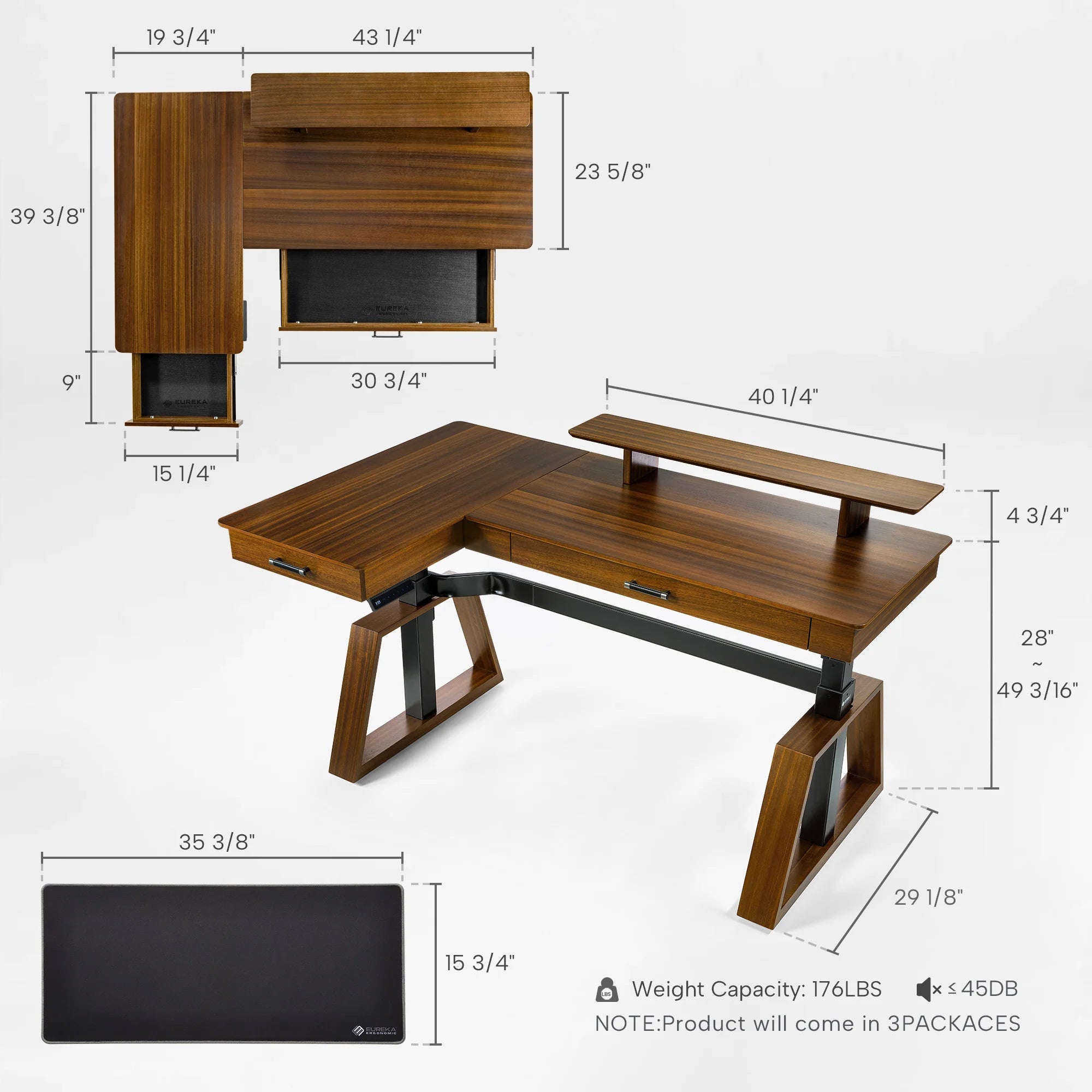 Ark Pro L-Shaped Standing Desk (63"x23")