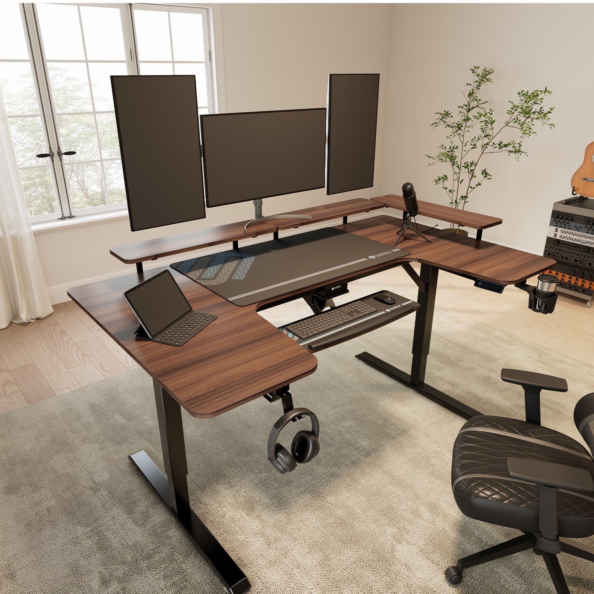 U-Shaped Standing Desk with Accessories Set (74"x23")