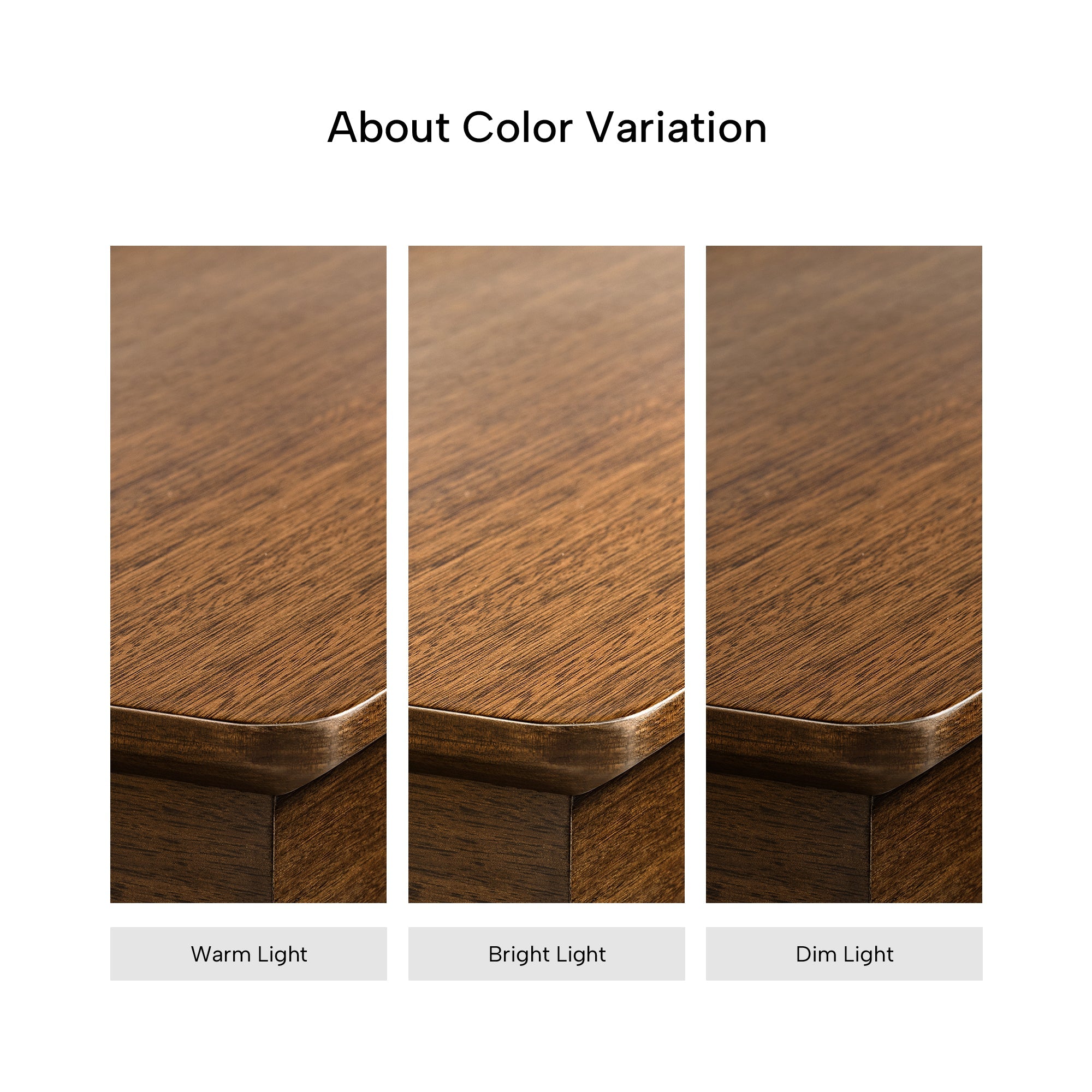 Eureka Ergonomic Ark Executive Standing Desk Color Variation Examples, Walnut Finish, With Display Comparisons.