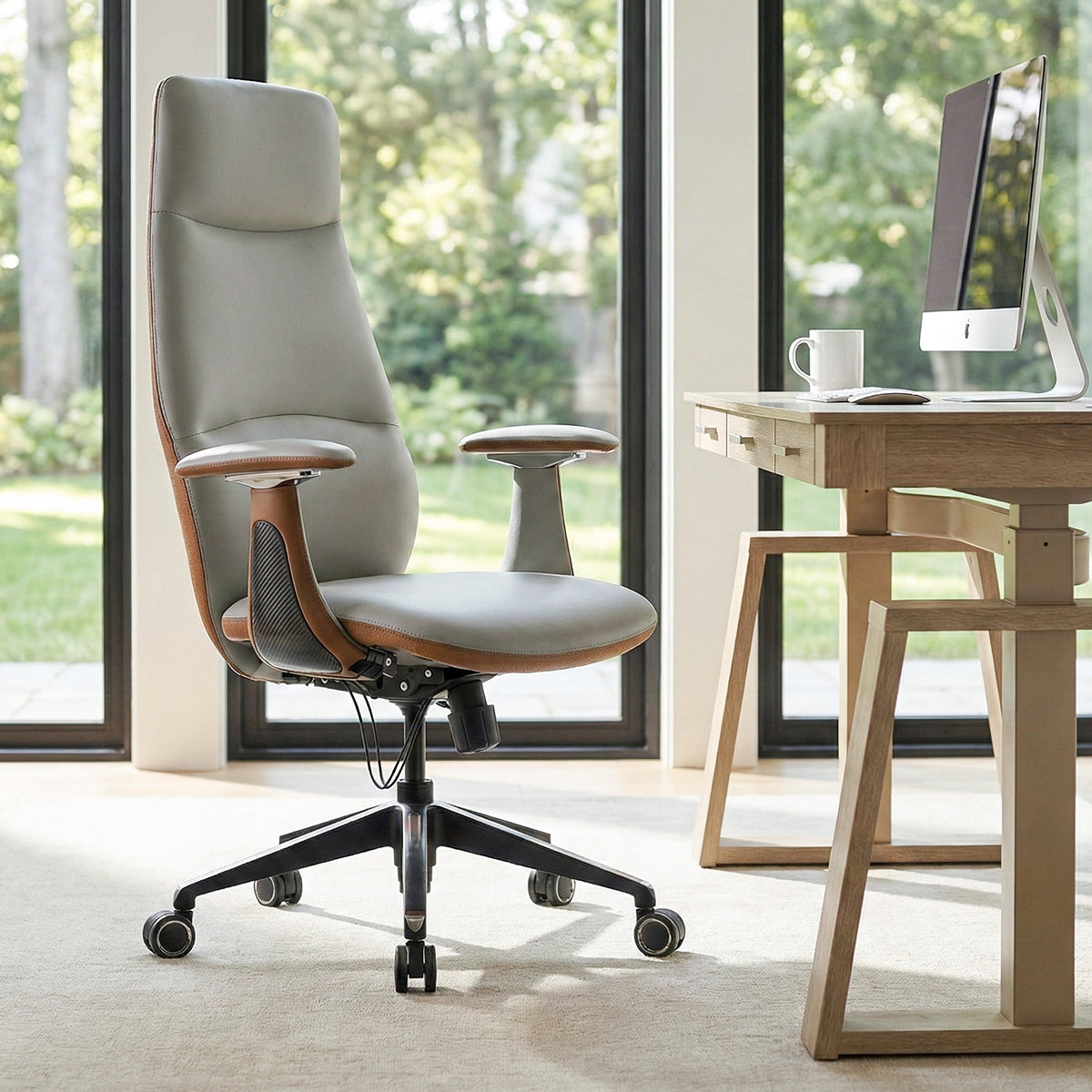 Eureka Ergonomic Home Office with Cruz Faux Leather Executive Office Chair 