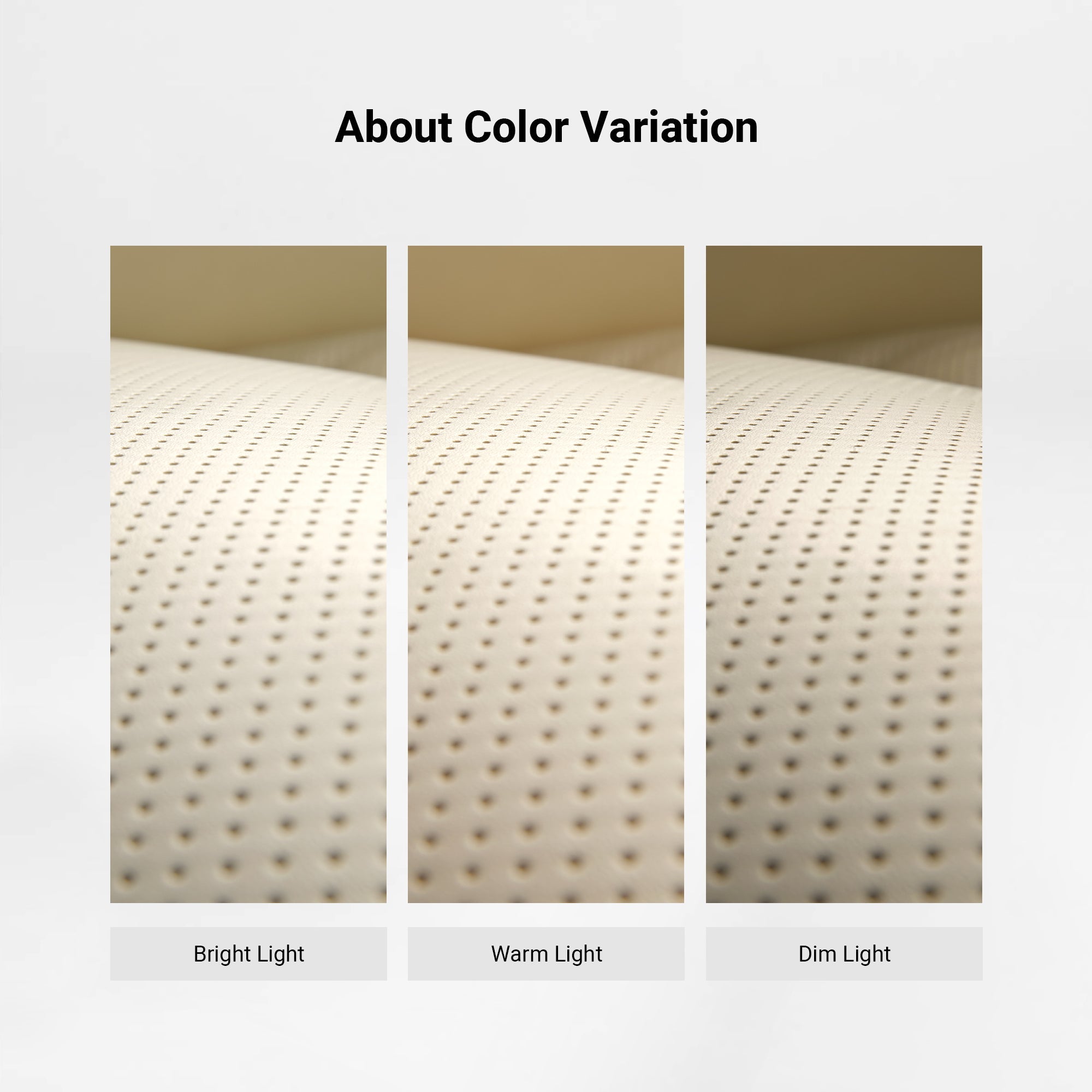 Royal Microfiber Leather Executive Office Chair – Beige Tone Variation Chart Showing Natural Color Differences.