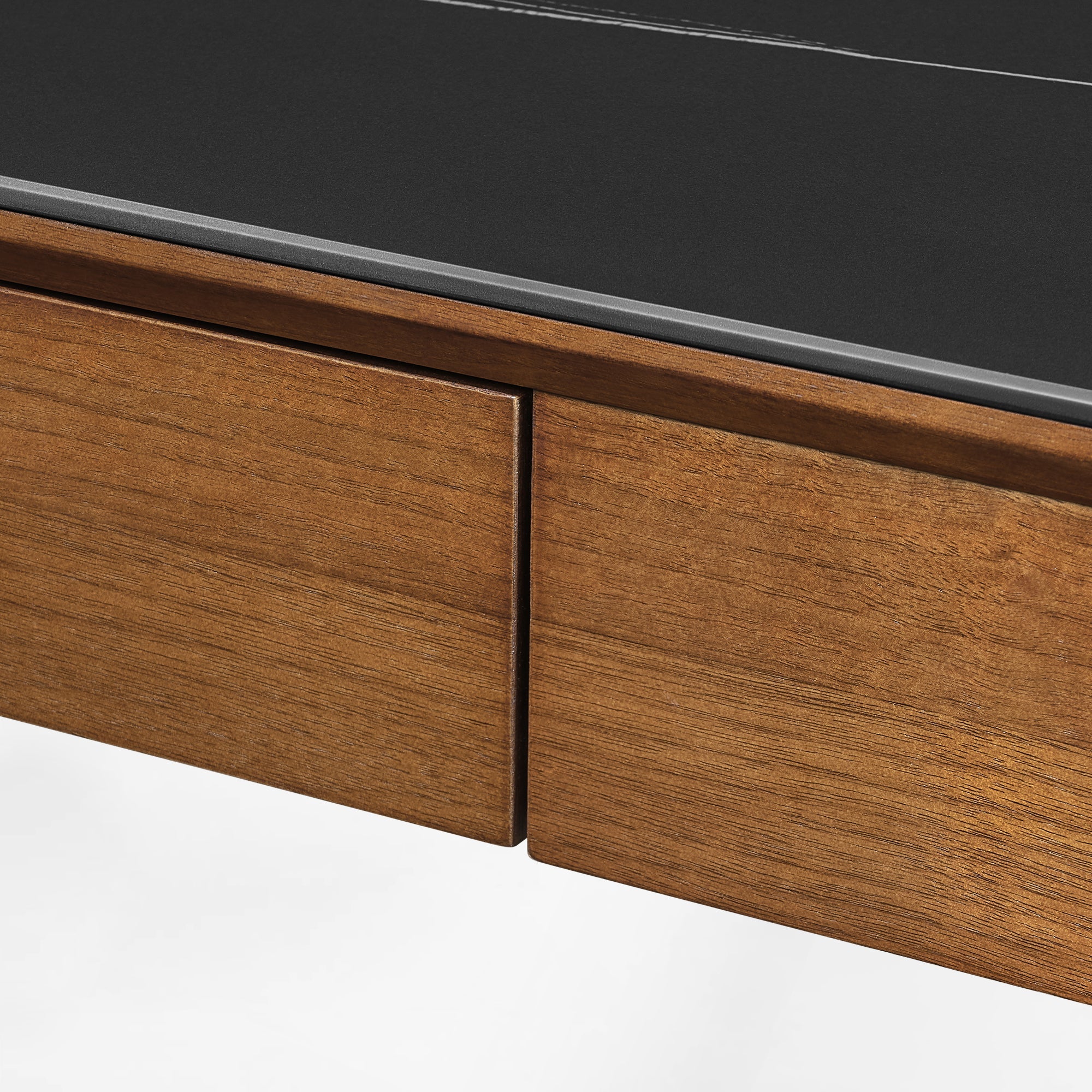 Ark Standing Desk with Grain-Matched Wood Drawers.