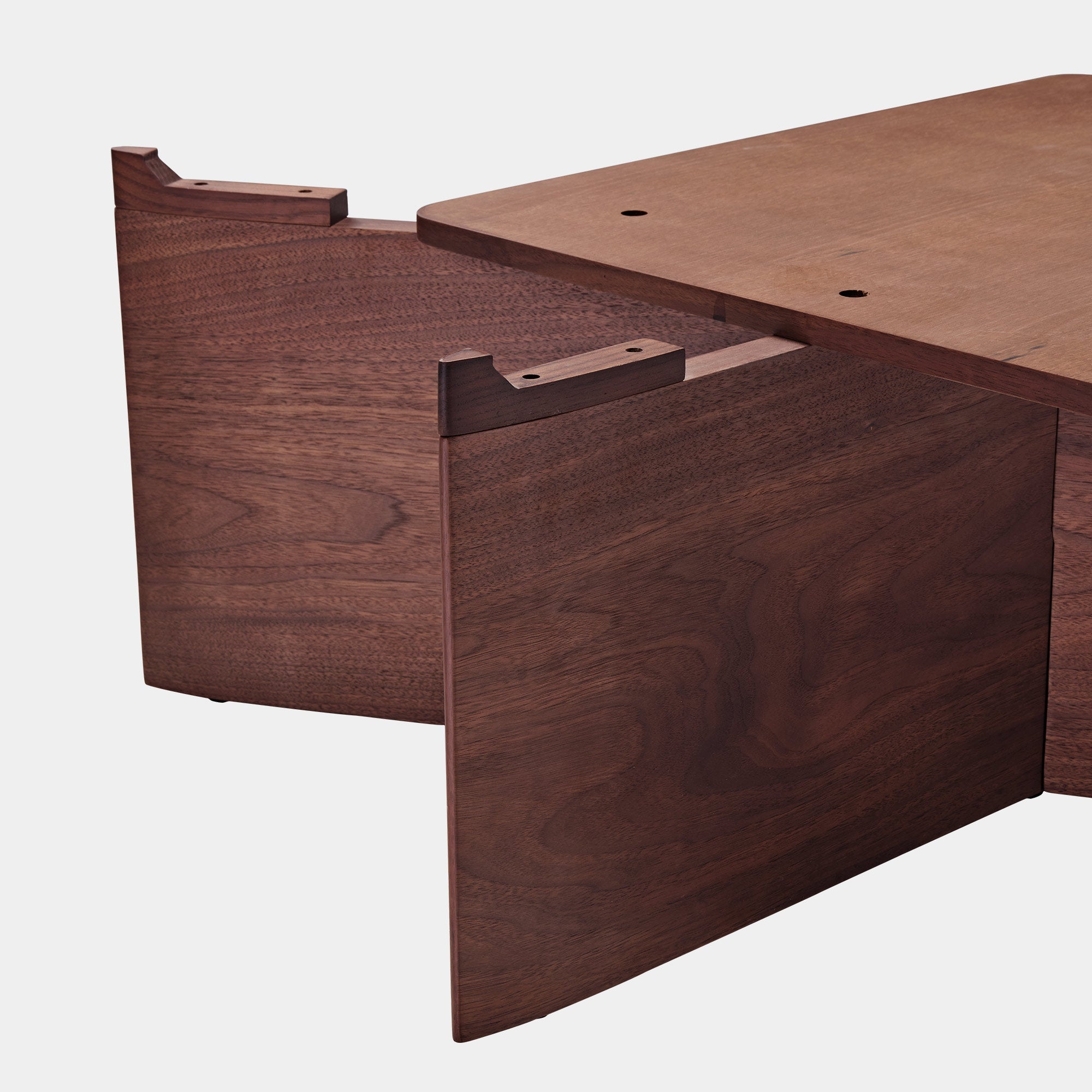 CT04 Coffee Table Walnut Wood Detail Showing Construction and Wood Grain of the Frame. Modern Living Room Furniture.