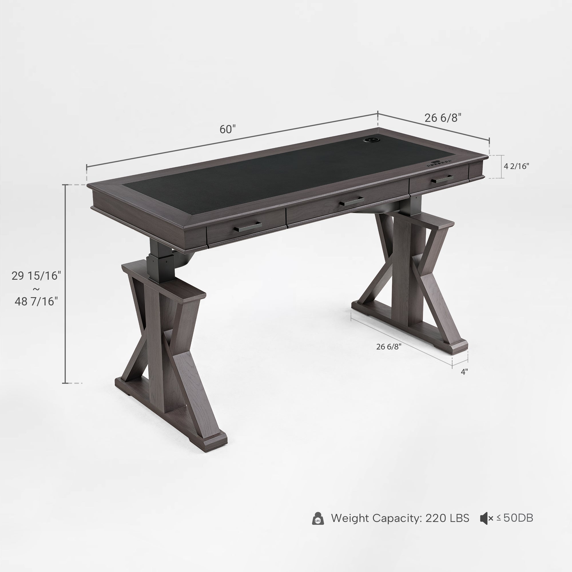 Eureka Ark X 60'' Executive Standing Desk Dimension
