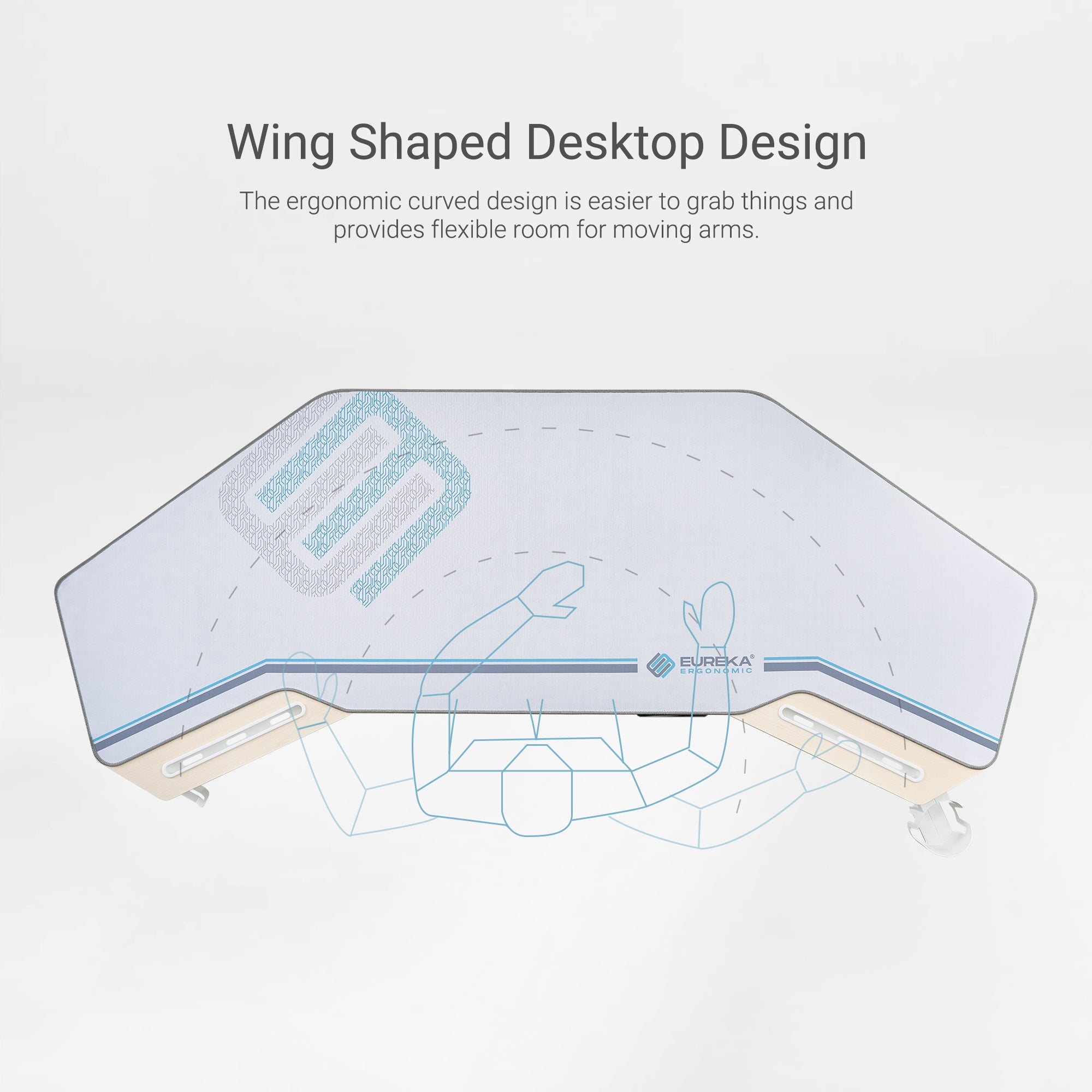 Eureka Ergonomic 72 Wing-Shaped Desk: Black Ergonomic Desk With Soft Touch, Non-Slip Base and Stitching.