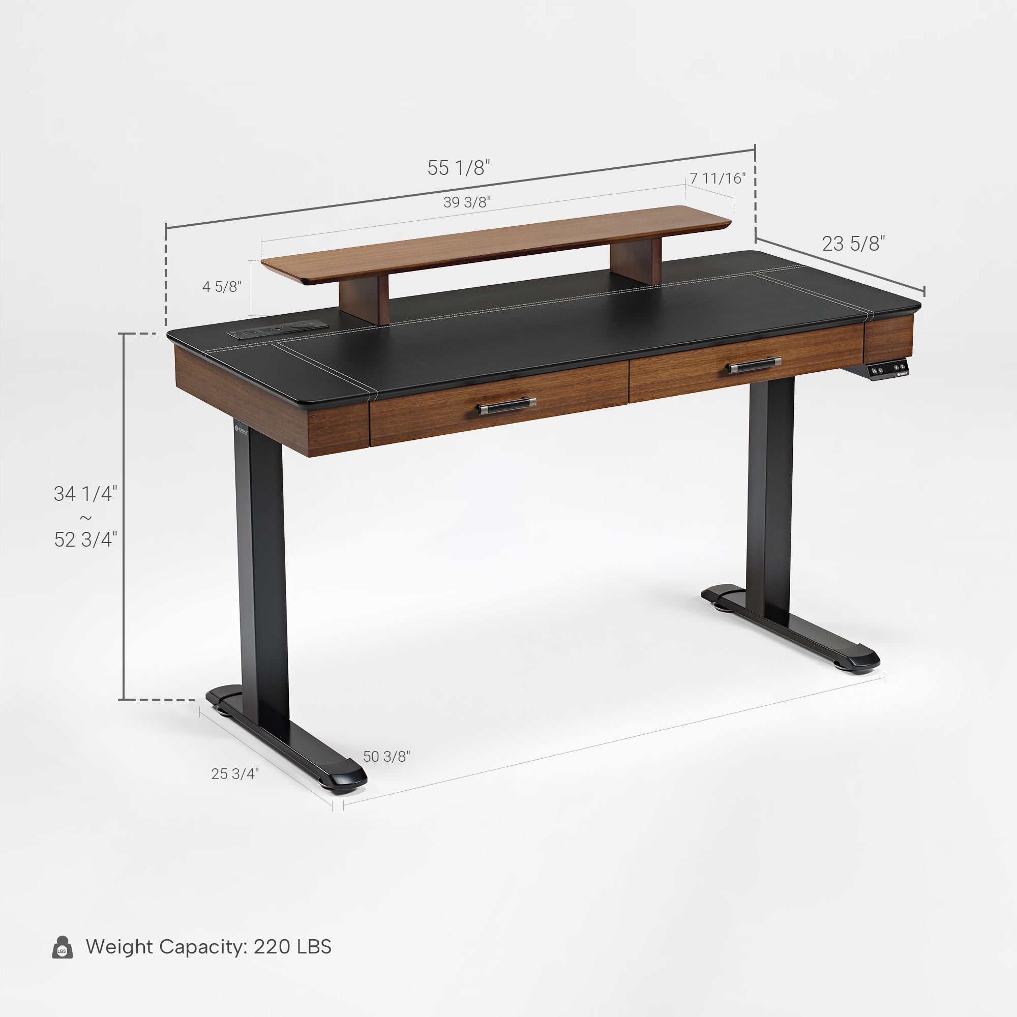 Faux Saddle Leather Adjustable Standing Desk (55"x23")
