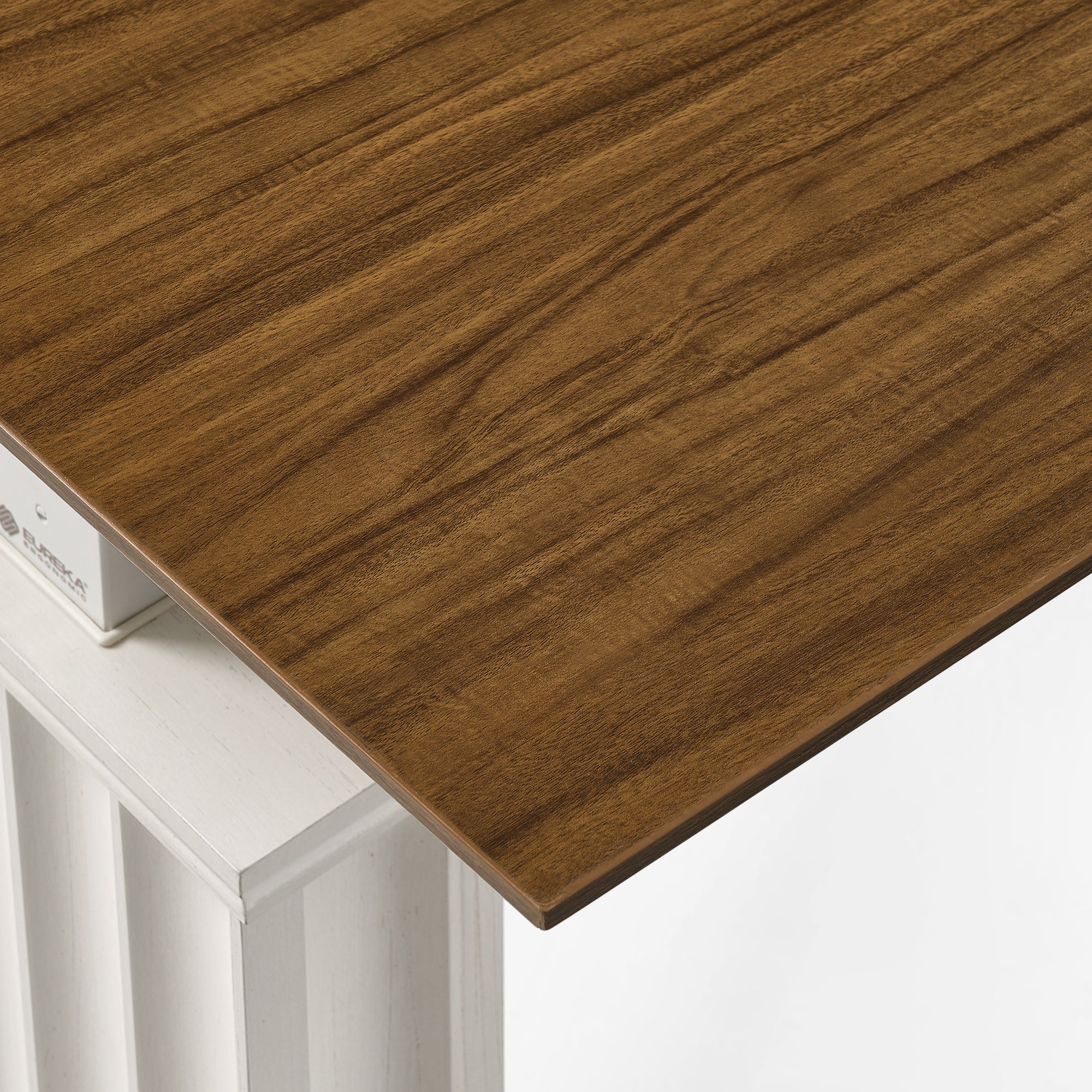 Eureka Ergonomic Ark ES Executive Standing Desk With Warm Walnut Wood Grain Finish Desktop.