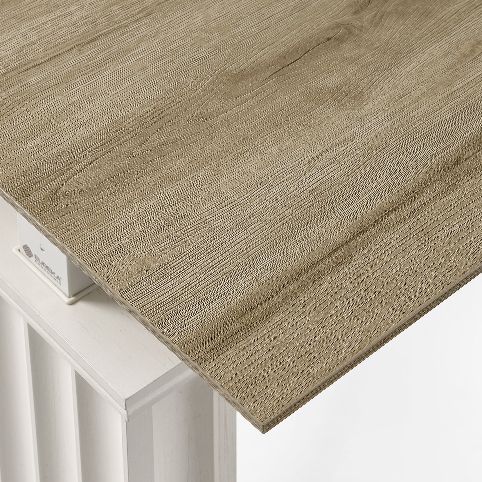 Eureka Ergonomic Ark ES Executive Standing Desk With Sonoma Oak Wood Grain Finish Desktop.
