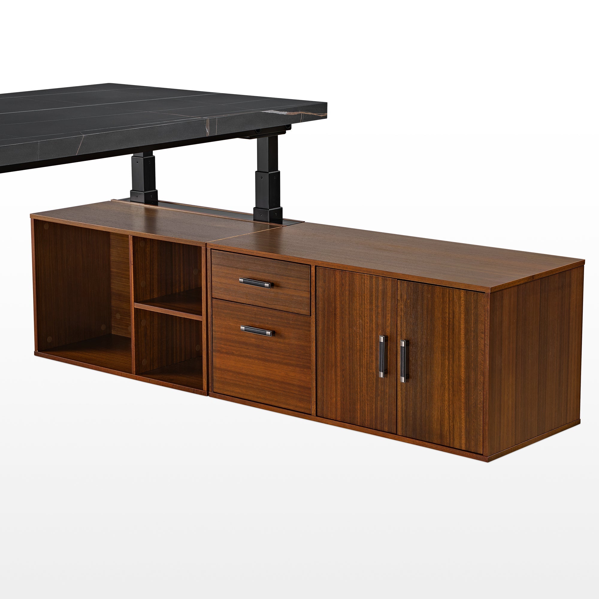 Zen Pro Series, 87"/72" Executive Standing Desk with Cabinets Set