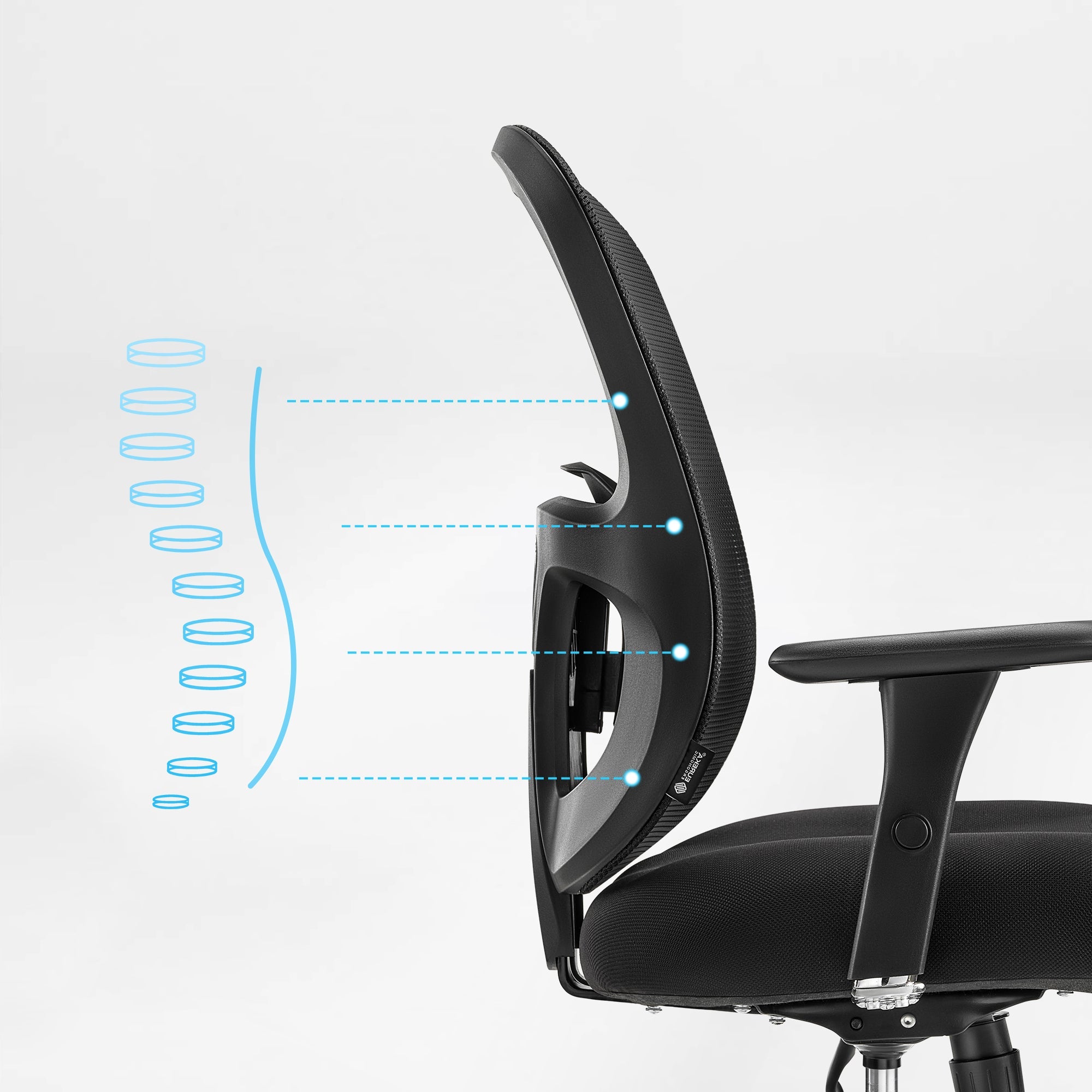 Eureka Ergonomic HOSS Big & Tall Heavy Duty Mesh Ergonomic Office Chair,Black Back Curve