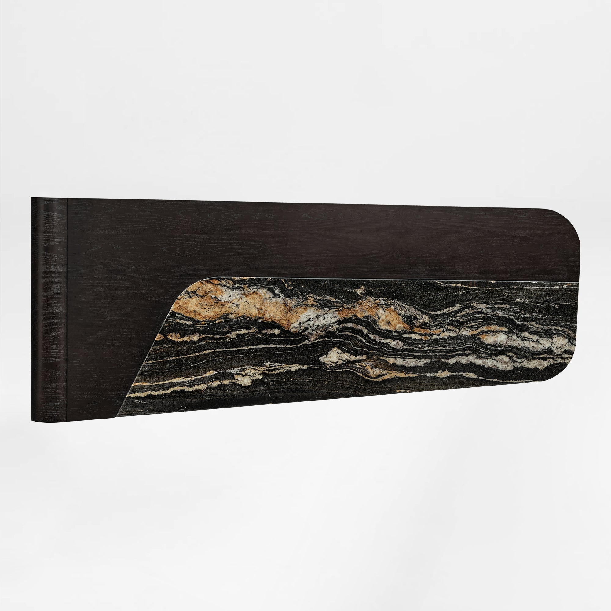 Top View of Magma Pro Executive Desk Highlighting the Unique Marble Veining and Smooth Desktop.