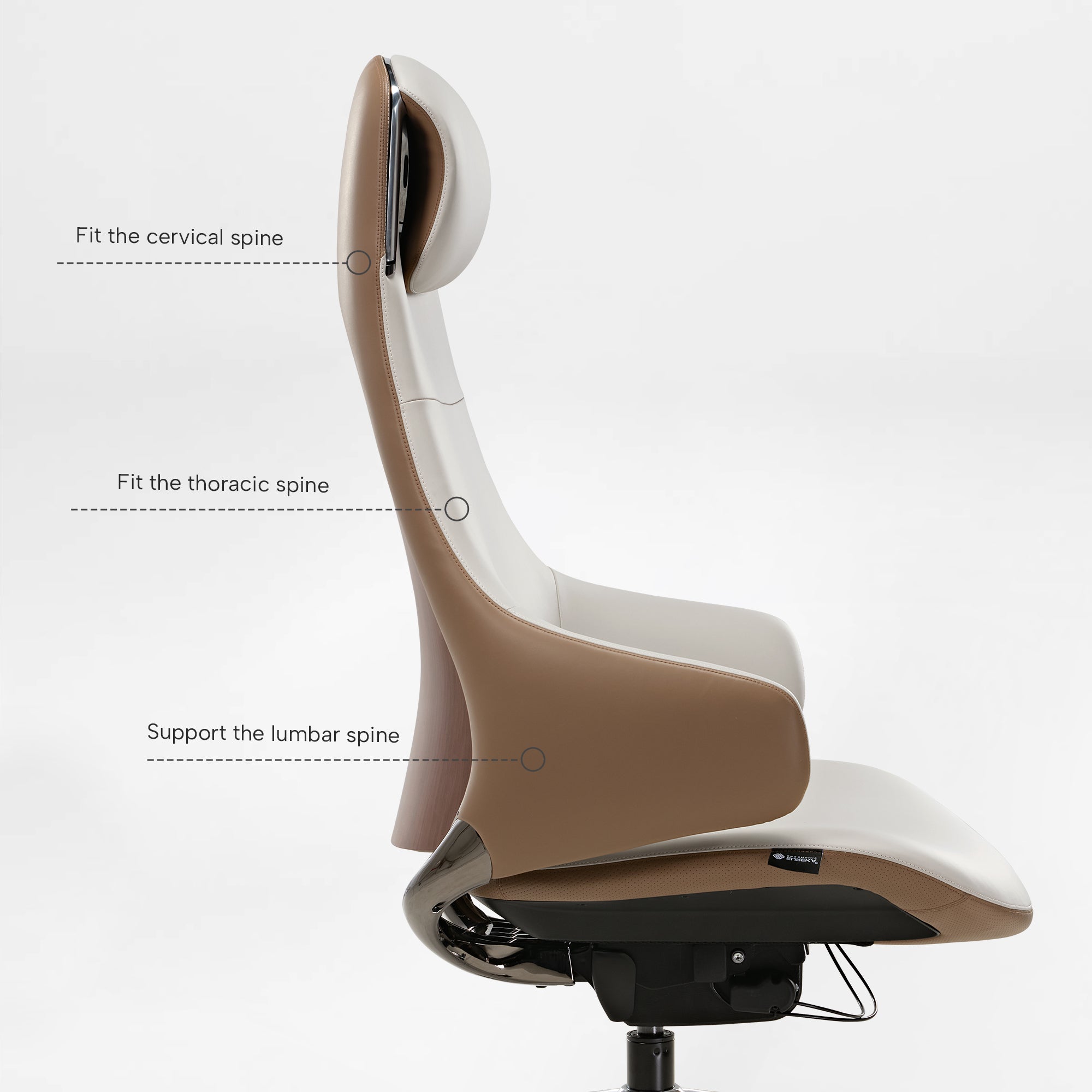 Eureka Ergonomic Serene Ella executive chair: Napa leather, ergonomic support for cervical, thoracic, lumbar spine.