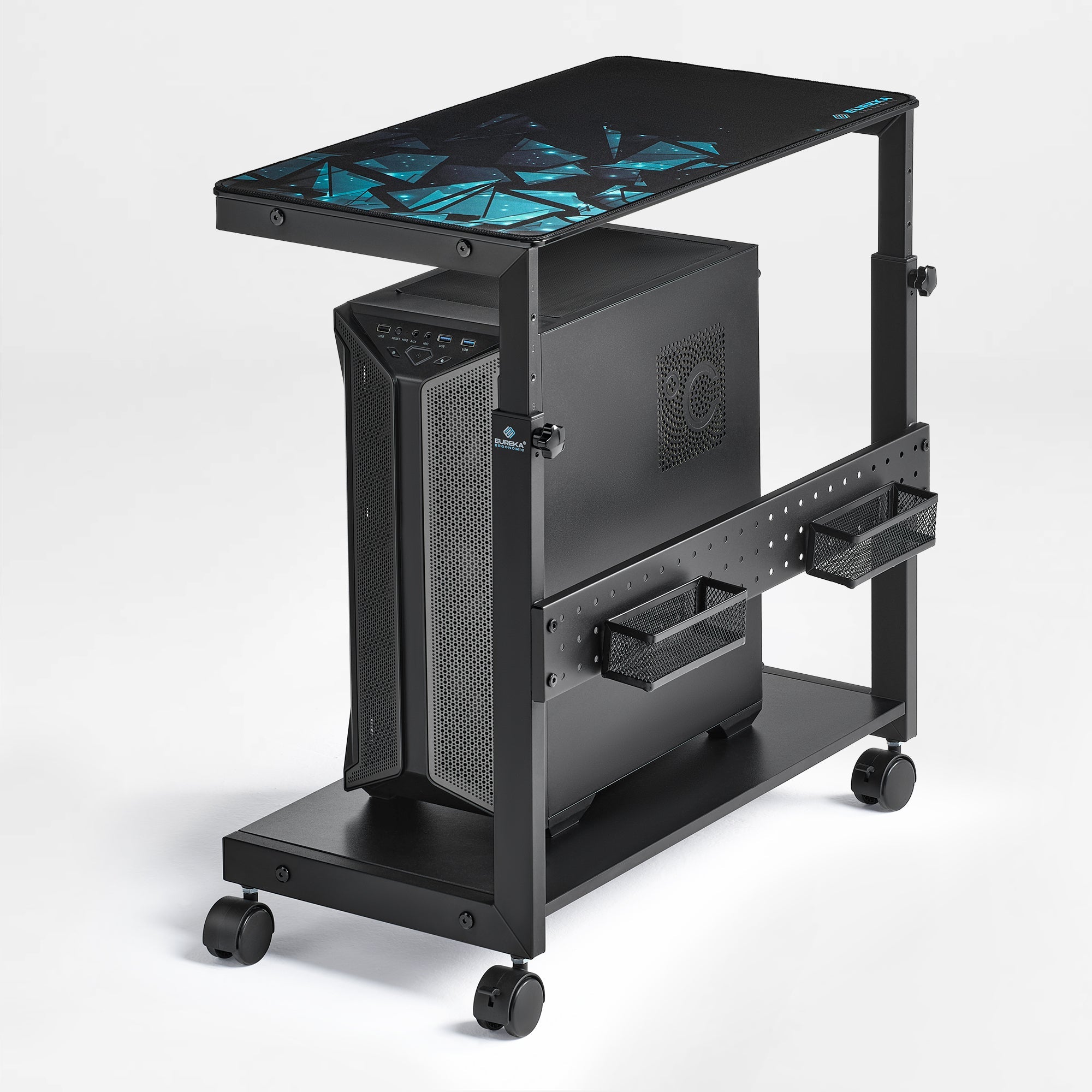 Eureka Ergonomic Mobile Height Adjustable Cpu Cart  of frosted glass, perfect for any occasion