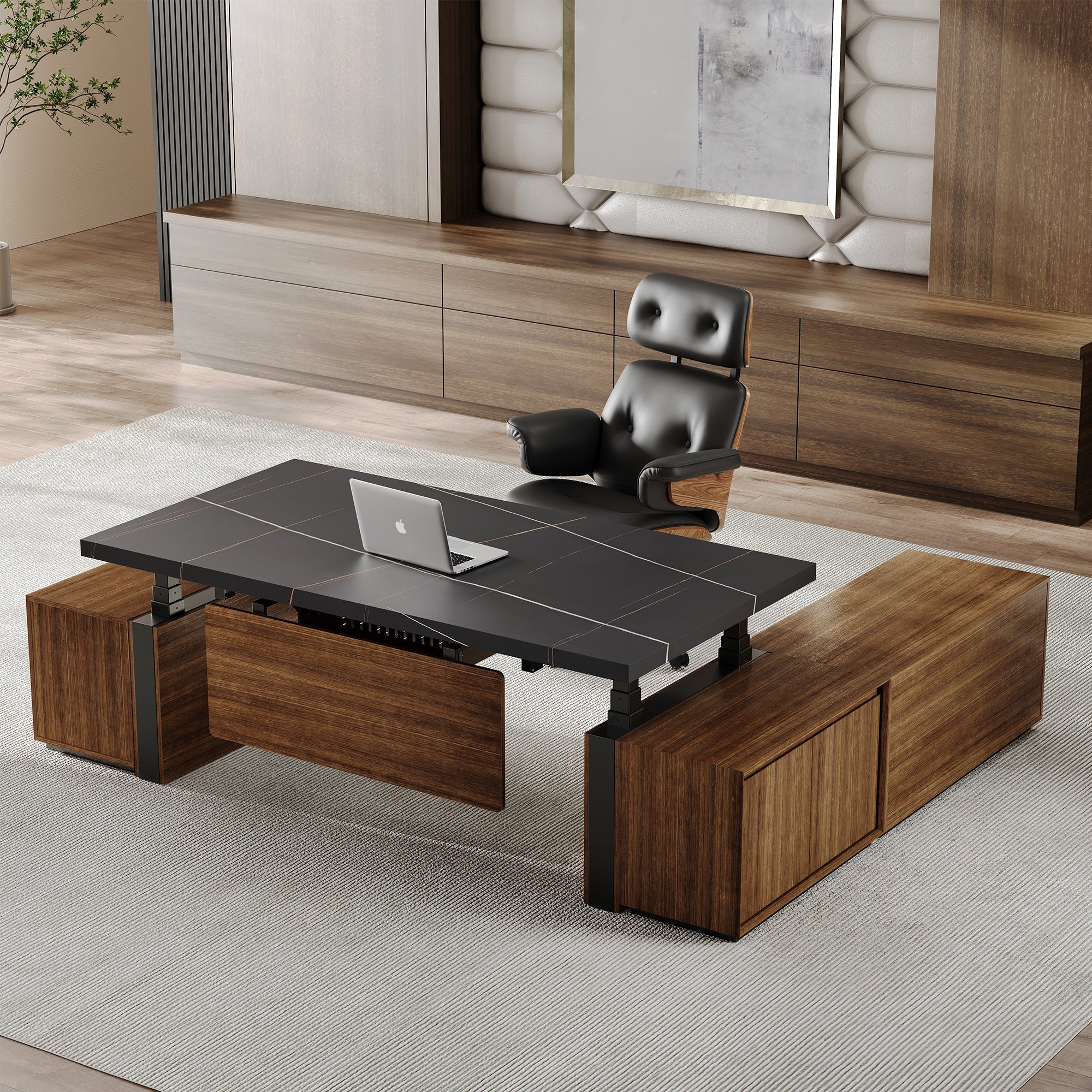Zen Pro Series, 87"/72" Executive Standing Desk with Cabinets Set