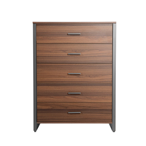 42" Chest 5-Drawers Dresser Accent Cabinet Walnut