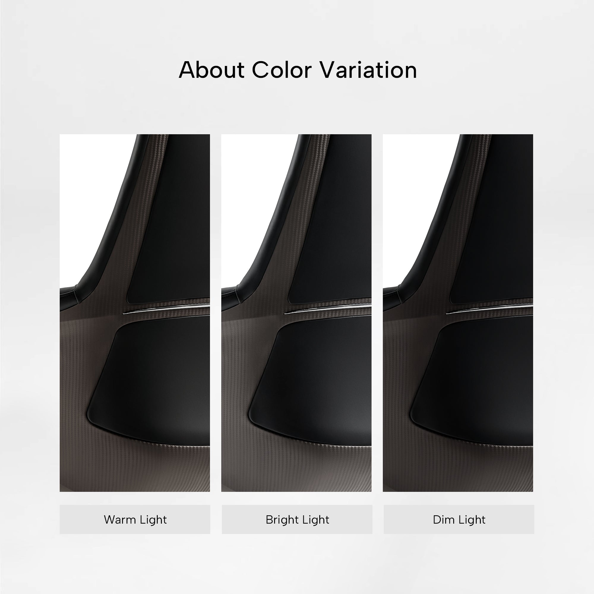 Eureka Ergonomic Royal Renee ergonomic executive office chair backrest showing microfiber leather color variation under different lights.