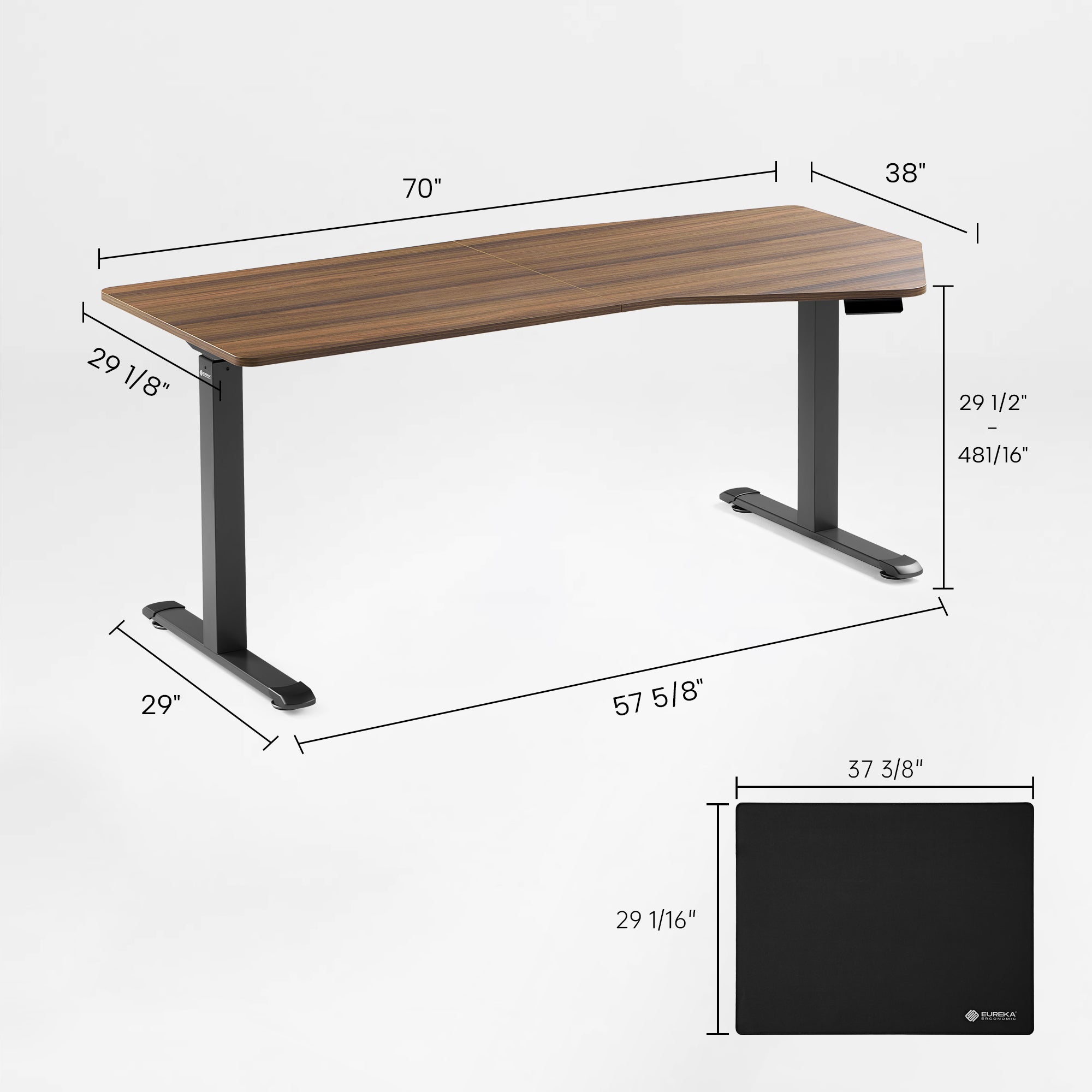 Unique Shape Office Standing Desk (70"x29")