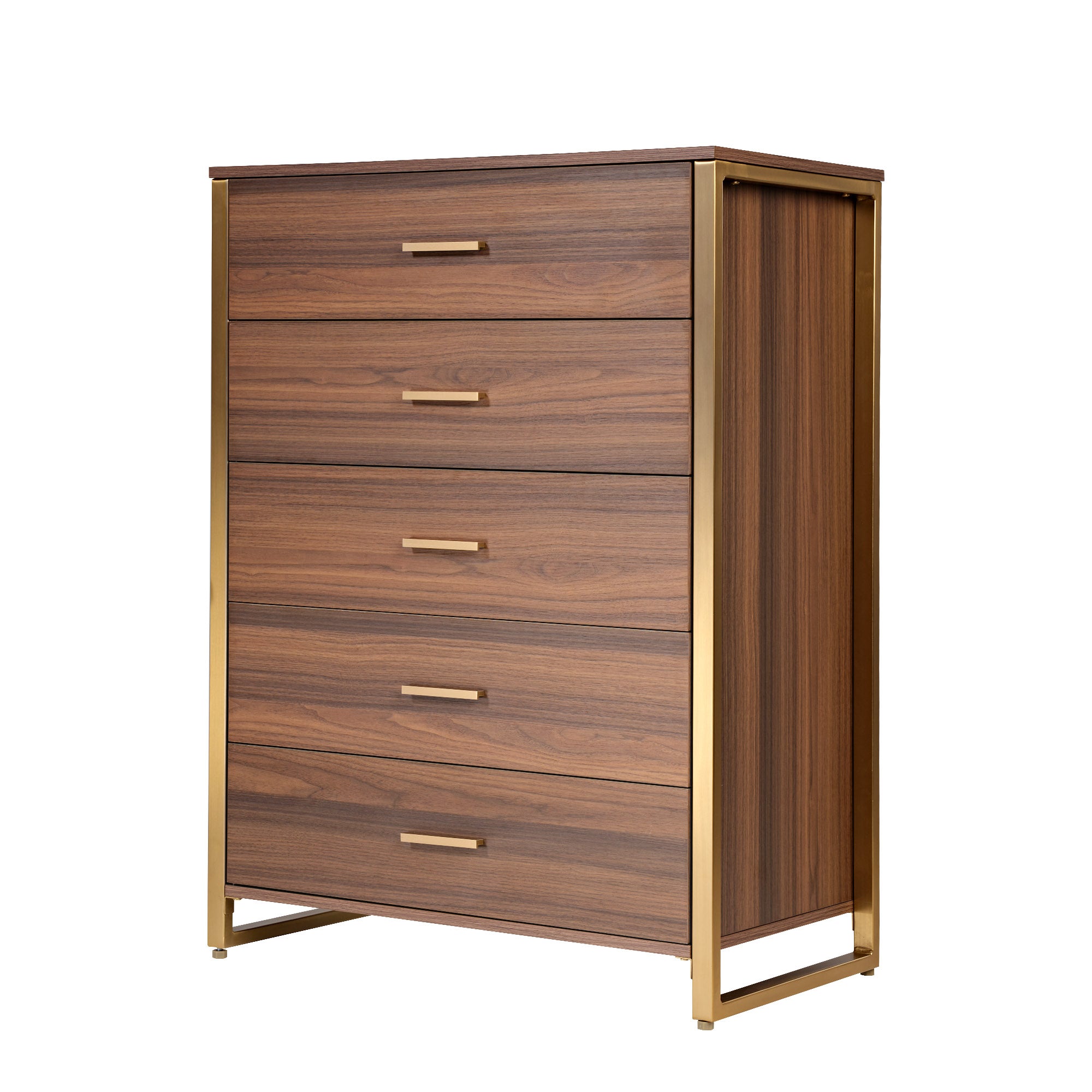 42" Chest 5-Drawers Dresser Accent Cabinet Walnut