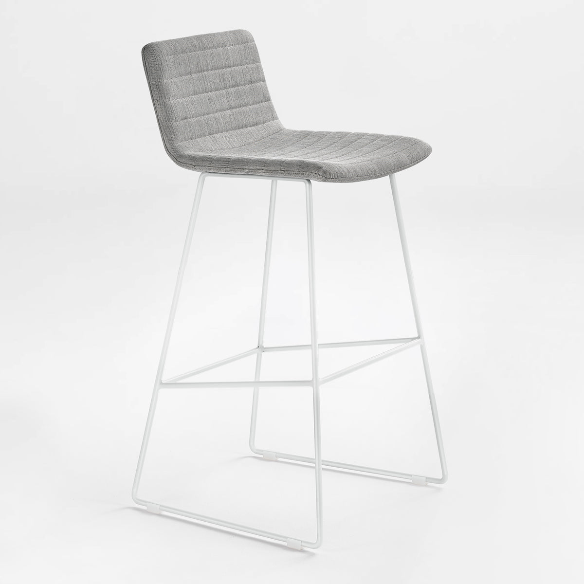 Eureka Ergonomic Topki gray upholstered stool with white metal frame