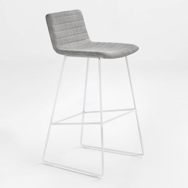 Eureka Ergonomic Topki gray upholstered stool with white metal frame