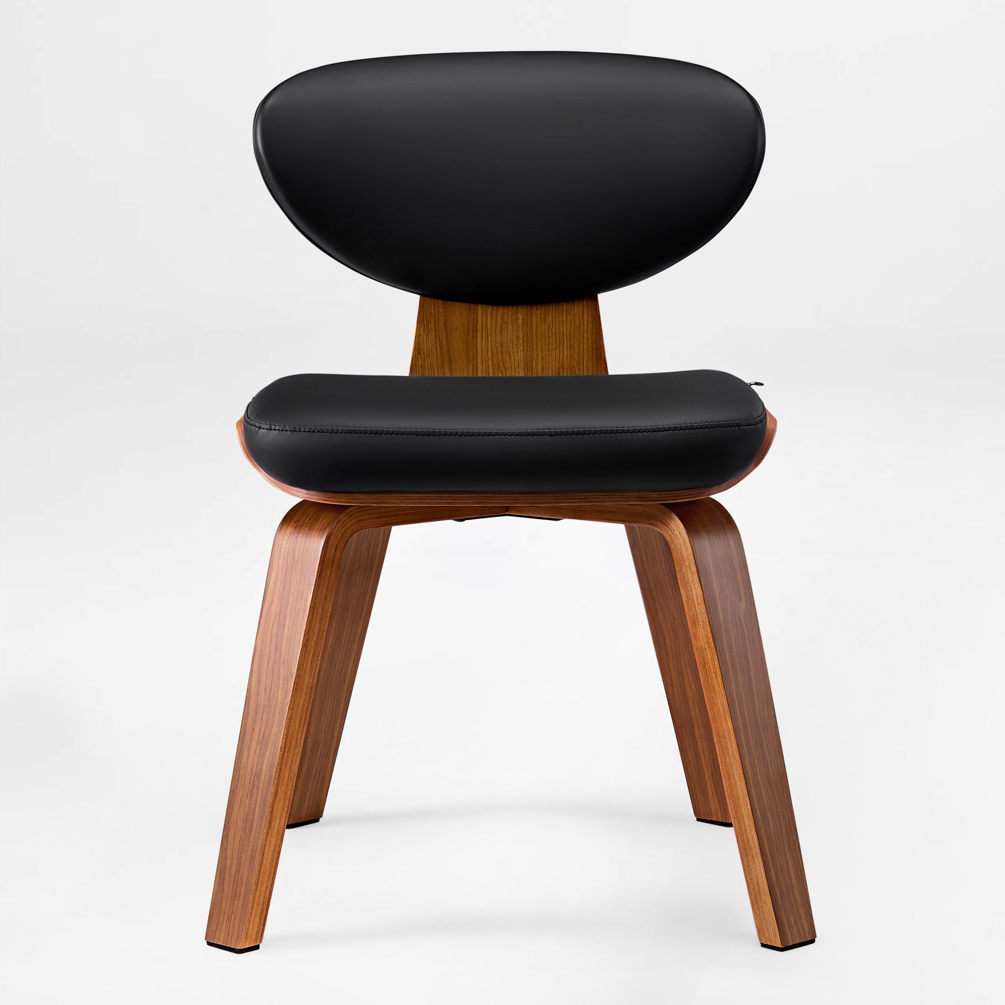Belmar Black Leather Dining Chair With Wood Frame and Legs, Modern Dining Room Furniture.