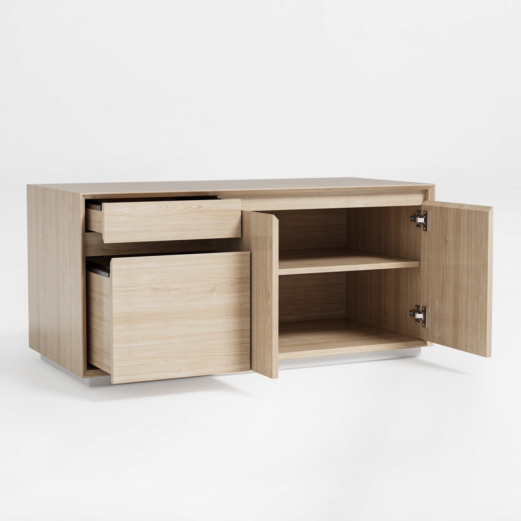 Eureka Ergonomic Zen Pro Executive Desk Cabinet, Light Wood Finish, Office Storage, Drawers and Shelves.
