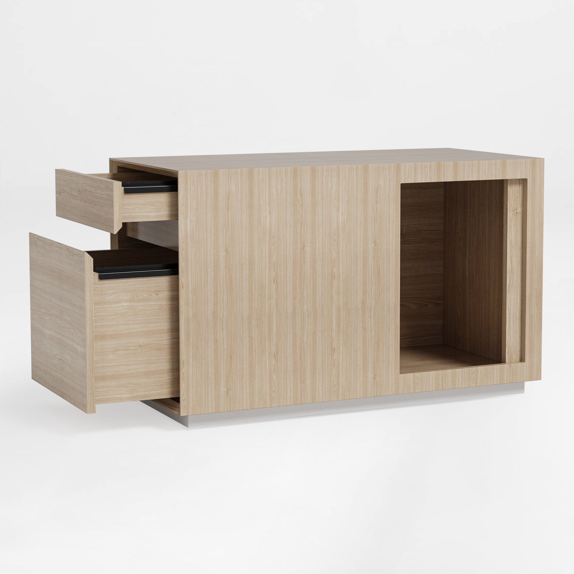 Zen Pro Executive Desk Cabinet With Drawers and hidden storage cabinet, Light Wood Finish.