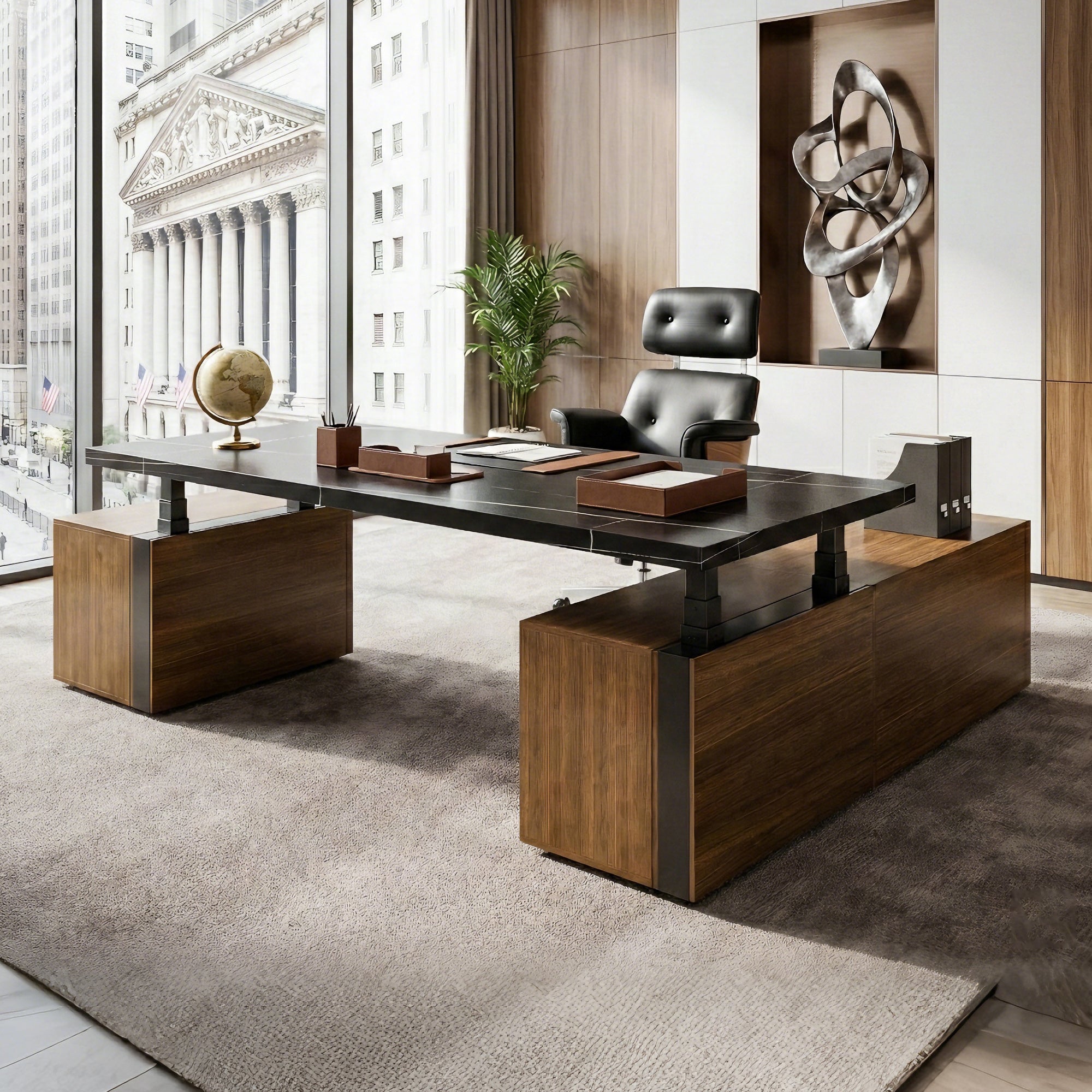 Zen Pro Series, 87"/72" Executive Standing Desk with Cabinets Set
