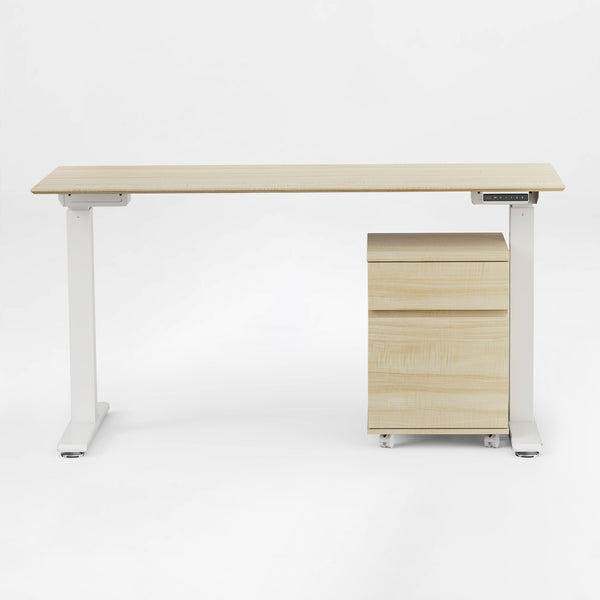 Eureka Ergonomic standing desk front view with two-drawer rolling cabinet