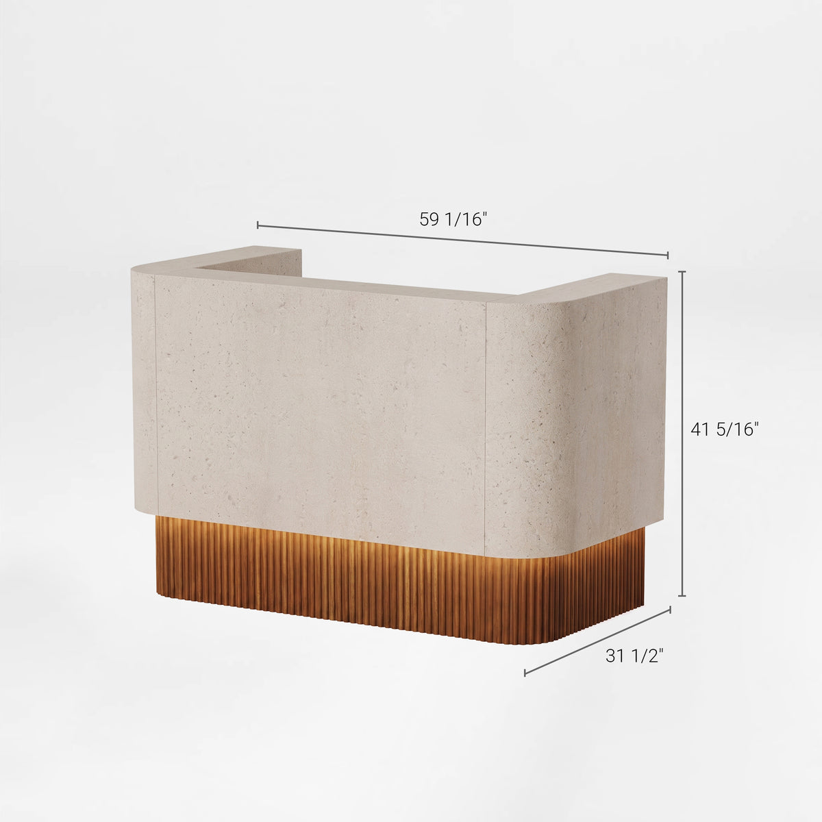 Eureka Ergonomic contemporary reception desk 59-inch width dimension diagram