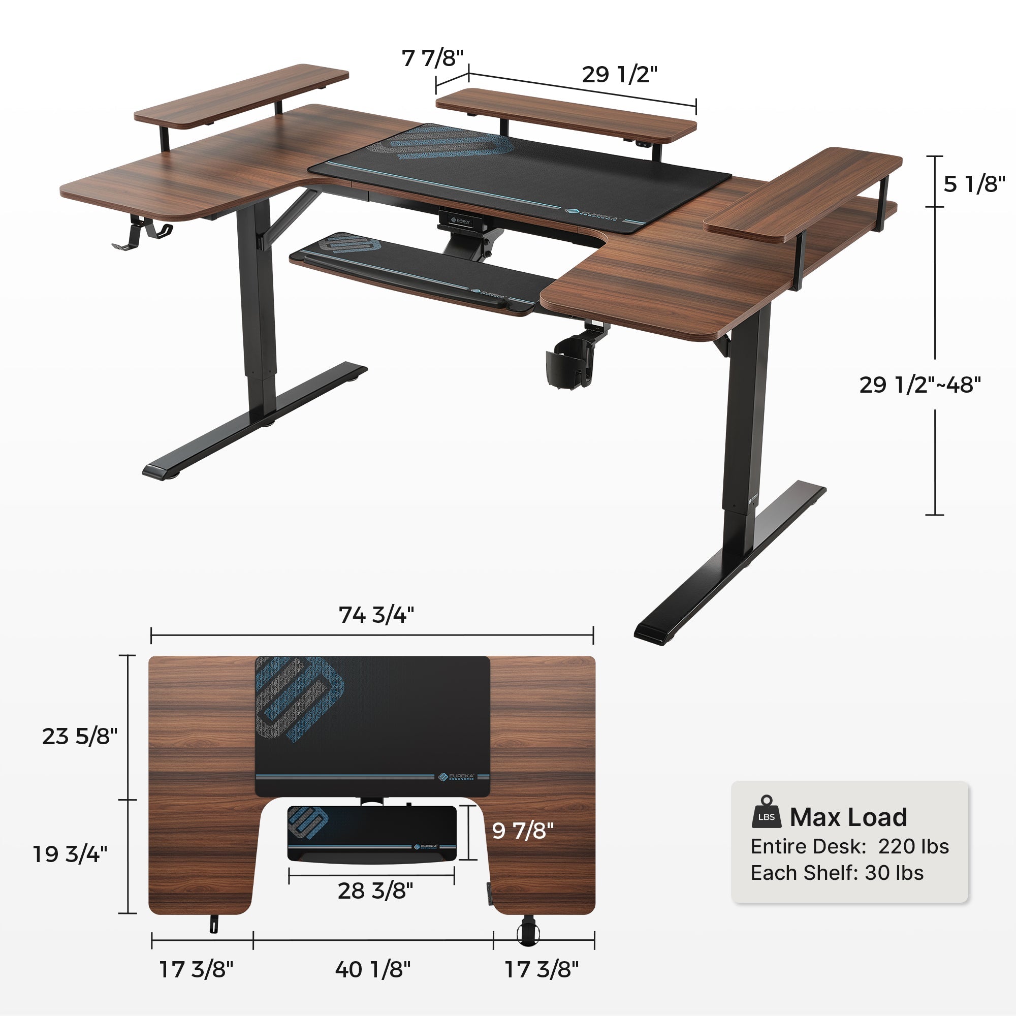 Eureka Ergonomic U-Shaped Standing Desk in Wood Finish, Max Load 220 Lbs, Ergonomic Workspace.