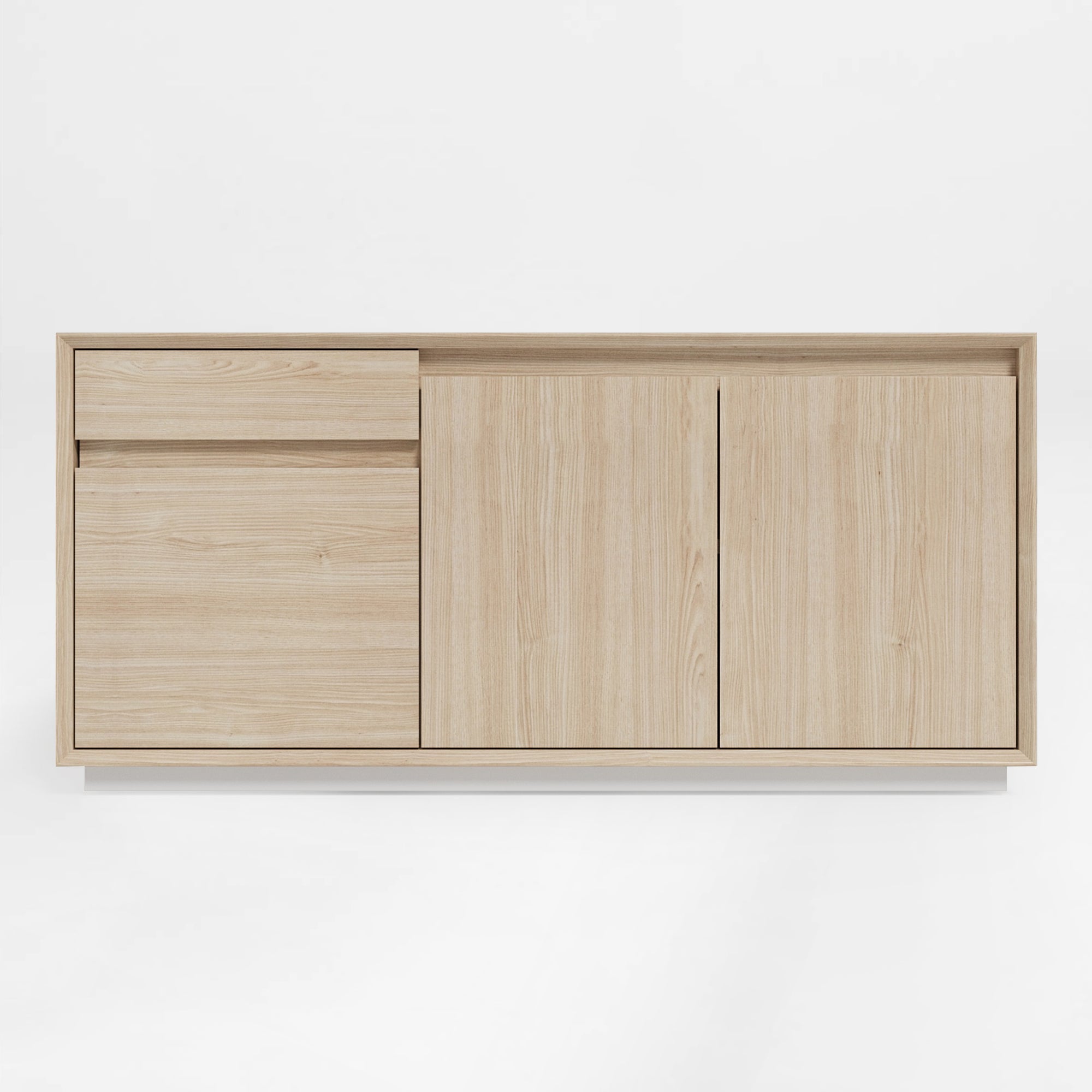 Zen Pro Executive Desk Wooden Cabinet in Light Wood With Drawers and Cabinet Doors.