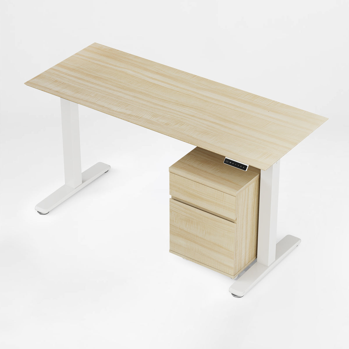 Eureka Ergonomic standing desk overhead view with under-desk file cabinet