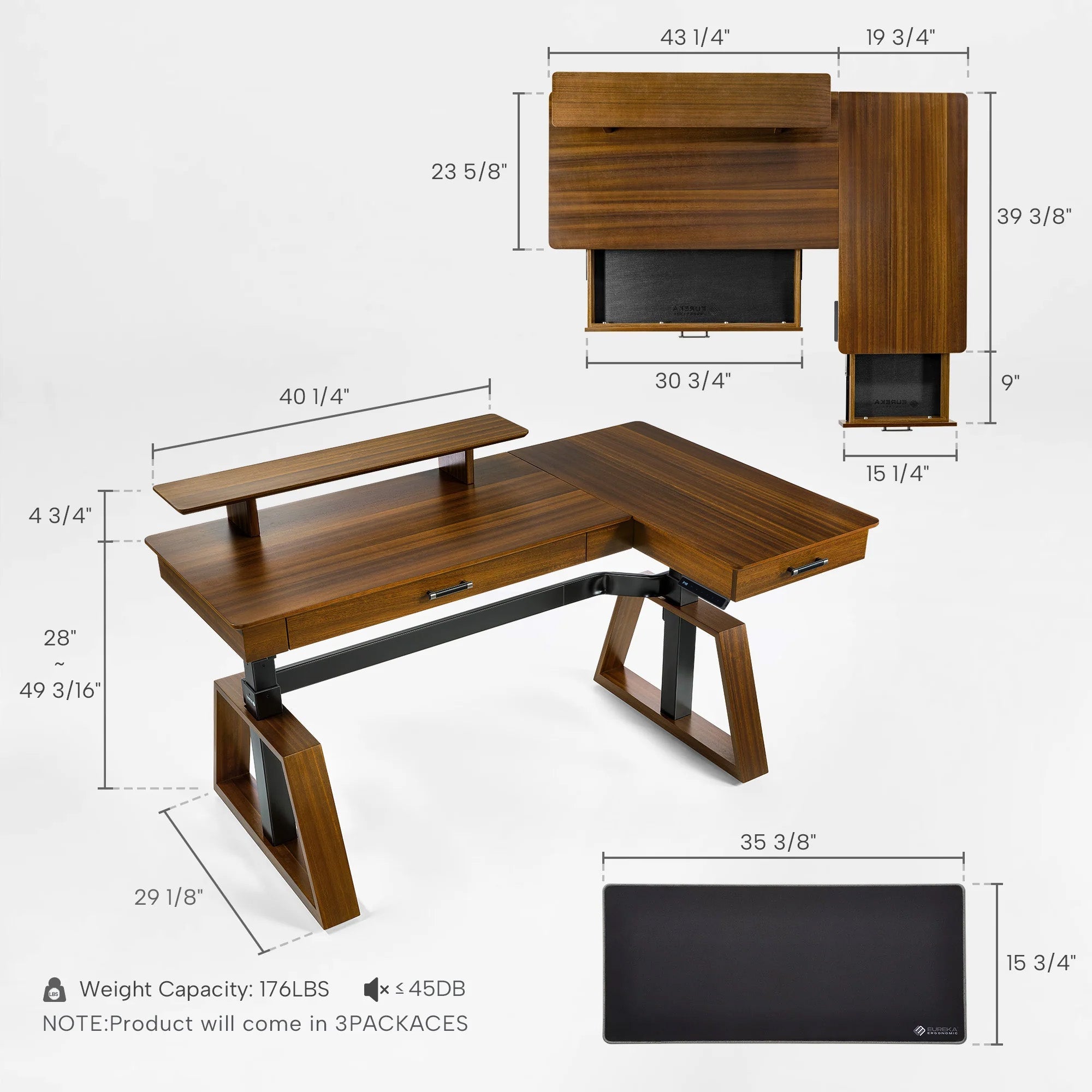 Ark Pro L-Shaped Standing Desk (63"x23")