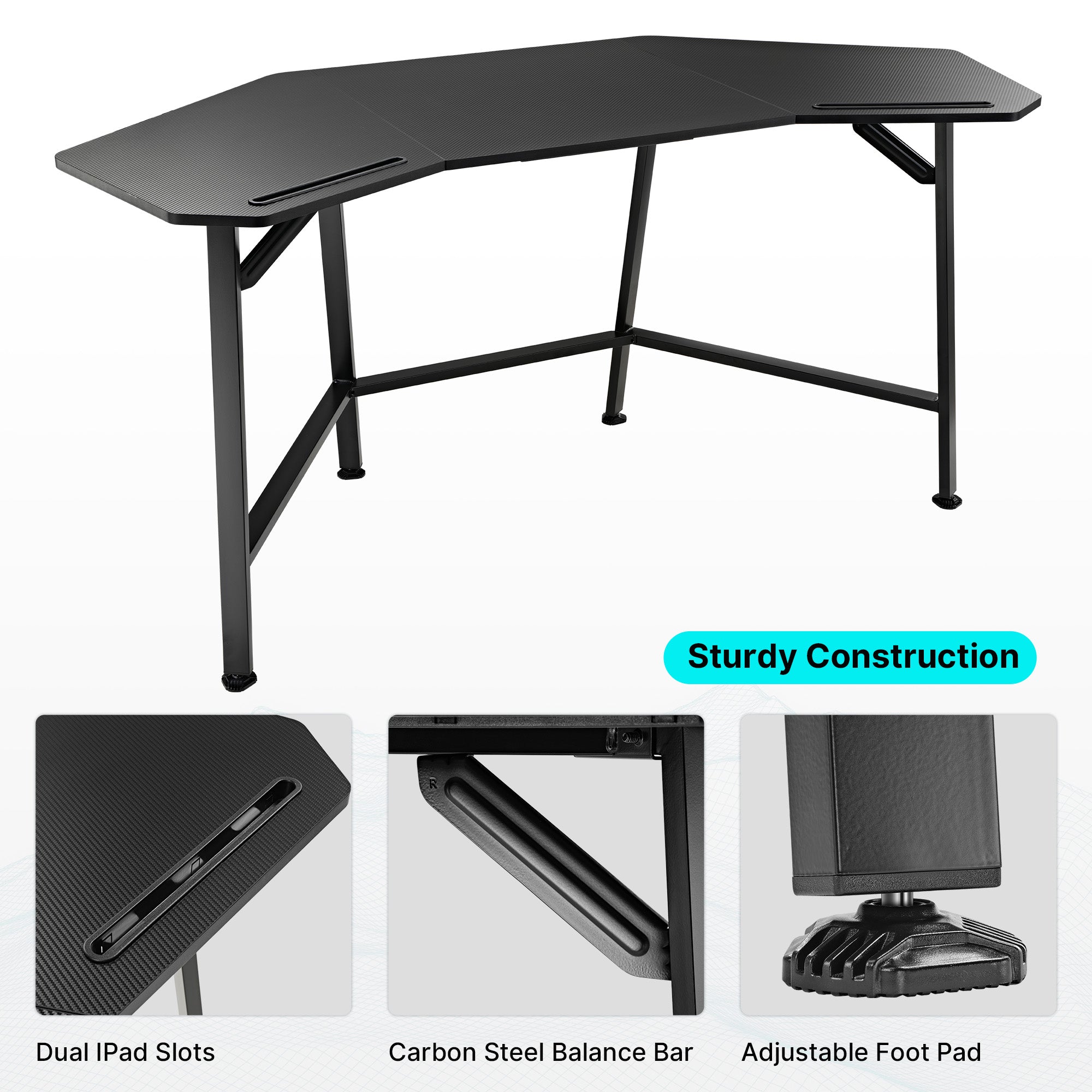 Aero Wing Shaped Studio Desk  (63" & 72'')
