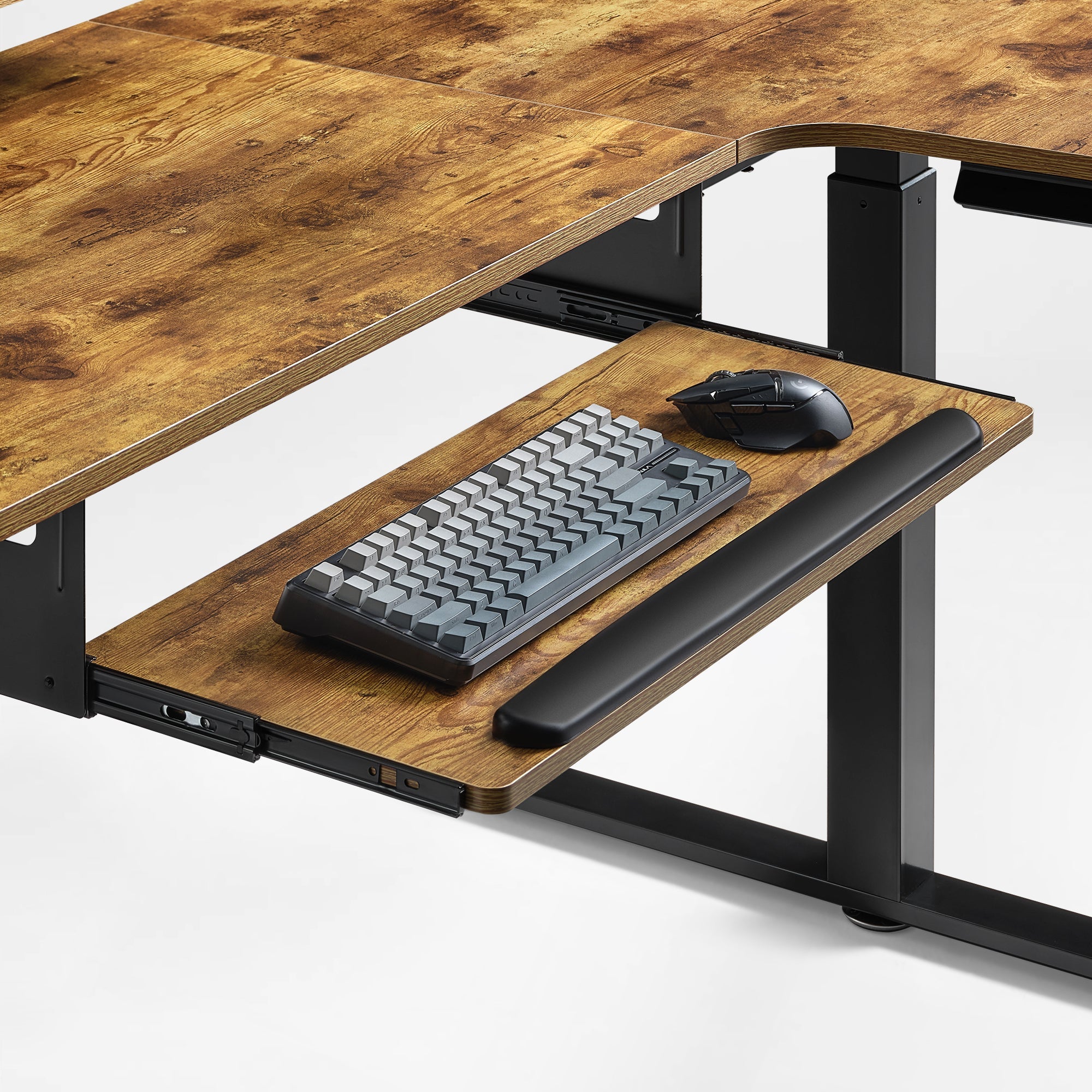 Eureka Ergonomic L-Shaped Standing Desk With 29-Inch Keyboard Tray and Wrist Rest.