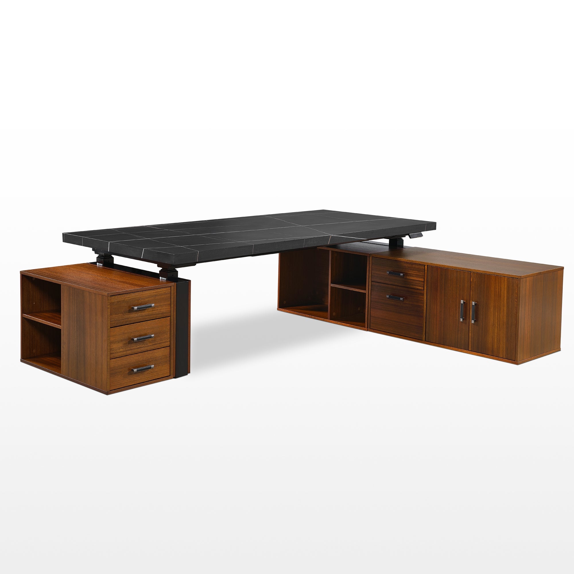 Zen Pro Series, 87"/72" Executive Standing Desk with Cabinets Set