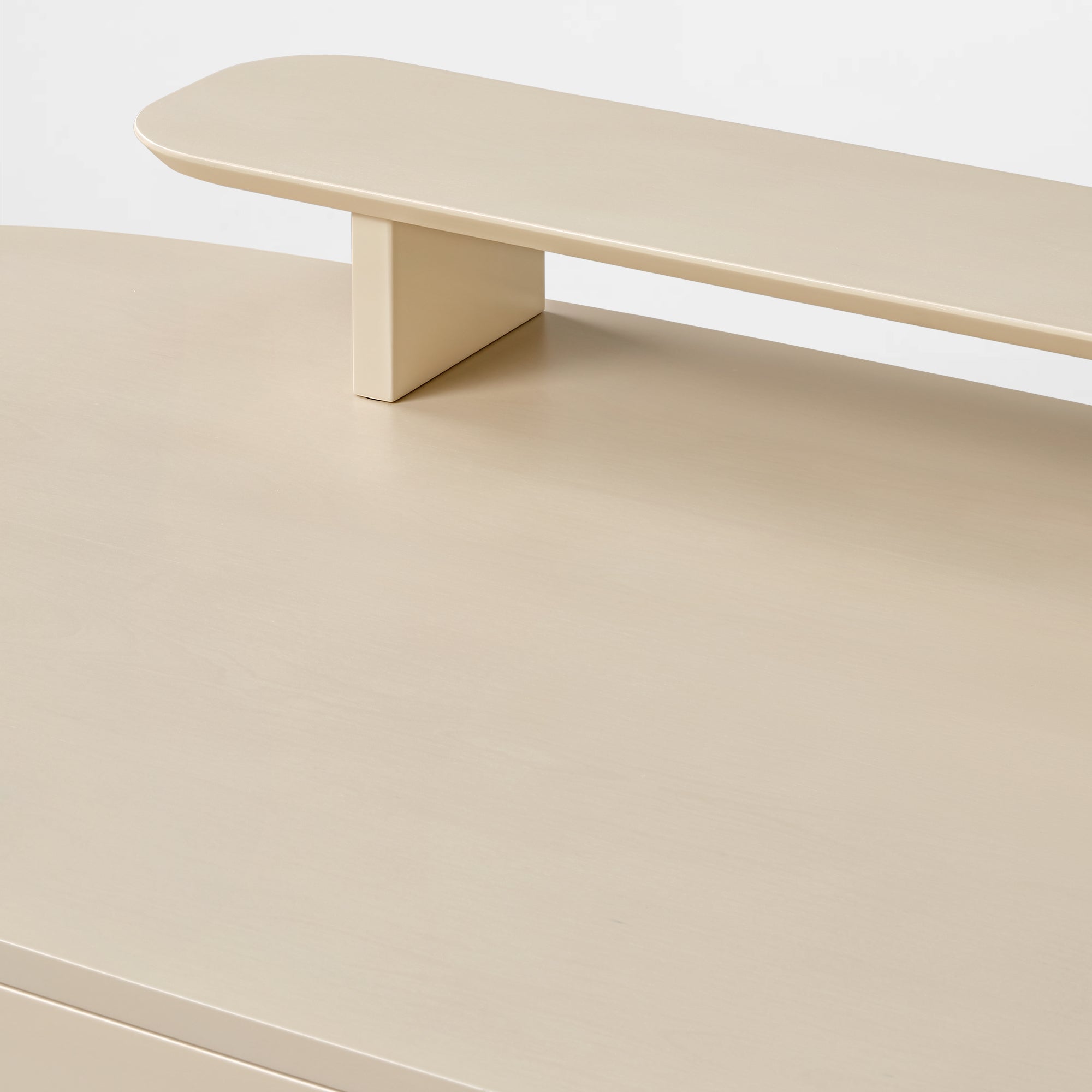 Eureka Ergonomic Opal Oval Executive Standing Desk in Light Beige, Executive Desk Detail.