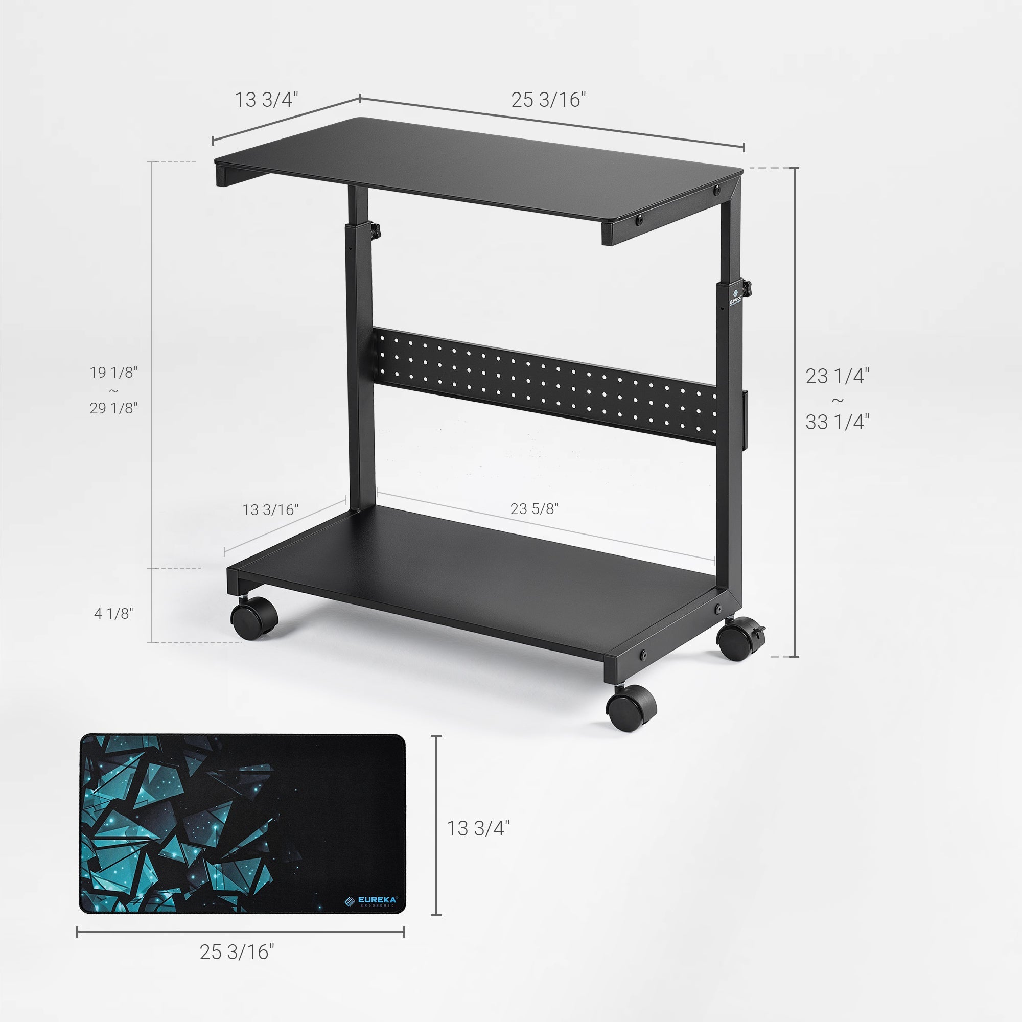 Eureka Ergonomic Mobile Height Adjustable Cpu Cart  of frosted glass, perfect for any occasion