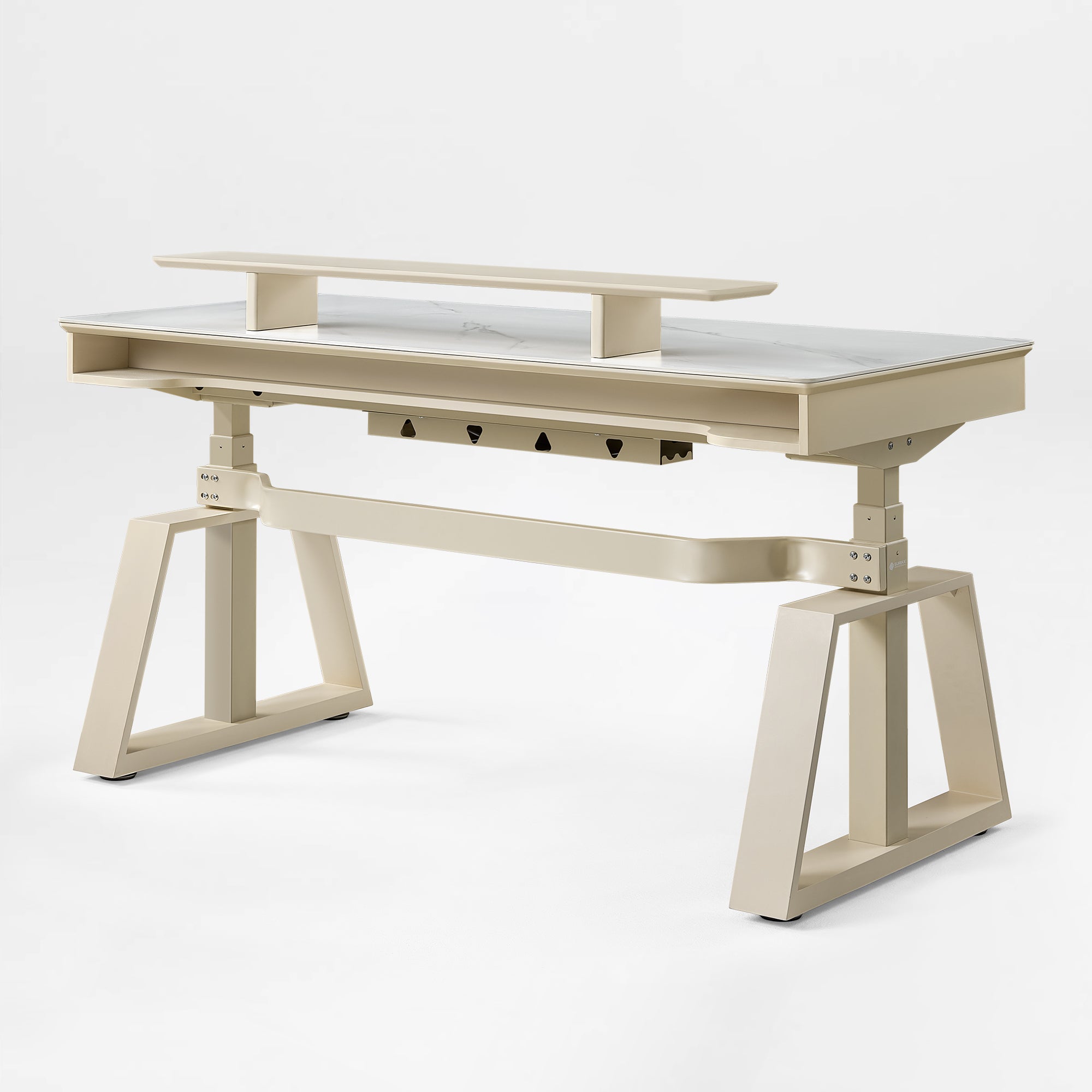 Eureka Ergonomic Ark Executive Standing Desk in birch veneer With Monitor and Drawers, Home Office Desk.