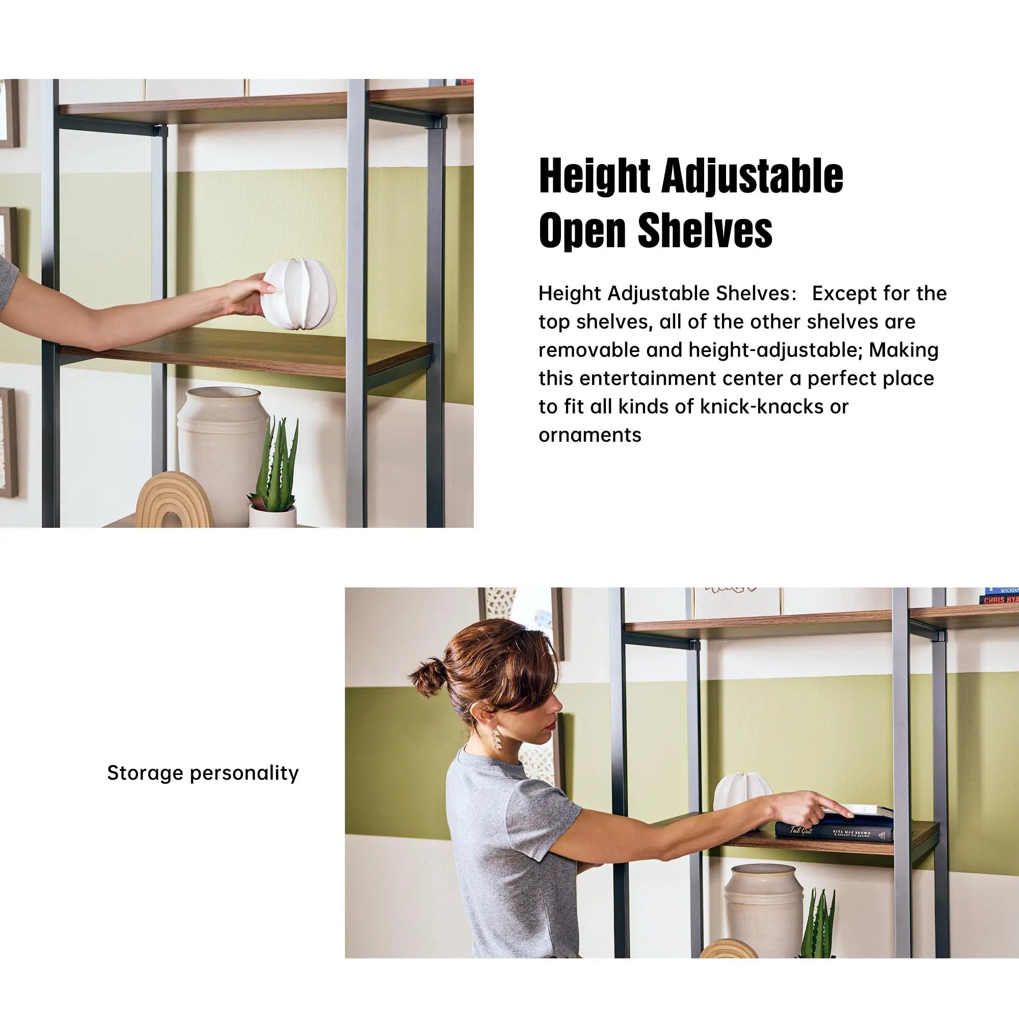 Sonoma Modern Tv Stand With Height-Adjustable Open Shelves, Perfect for Storage Personality.