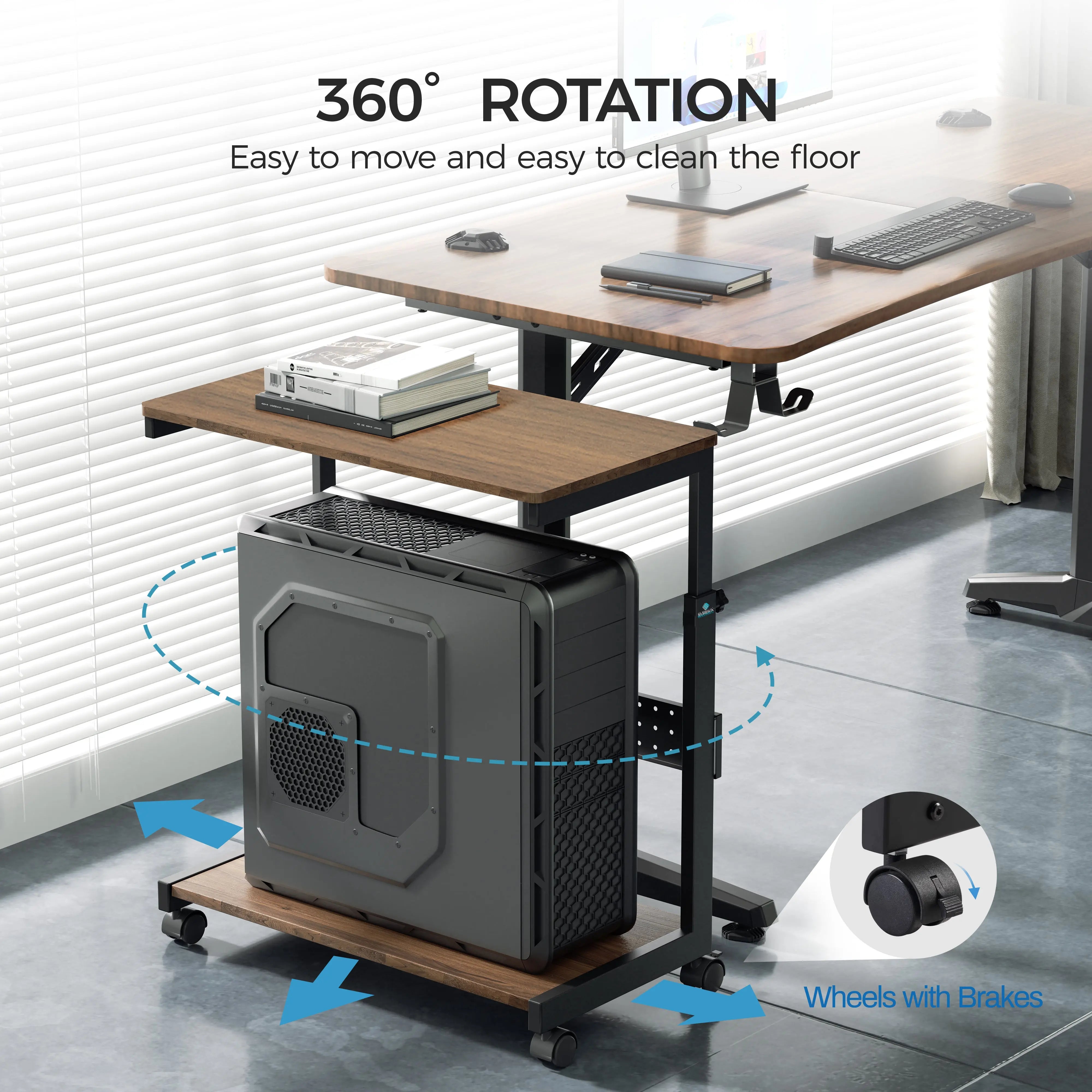 Eureka Ergonomic Mobile Cpu Cart With 360° Rotation for Easy Movement and Cleaning.