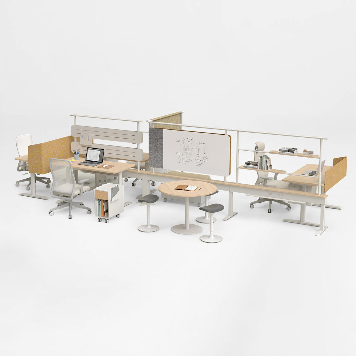 Eureka Ergonomic Modern EPO bench workstations with privacy screens