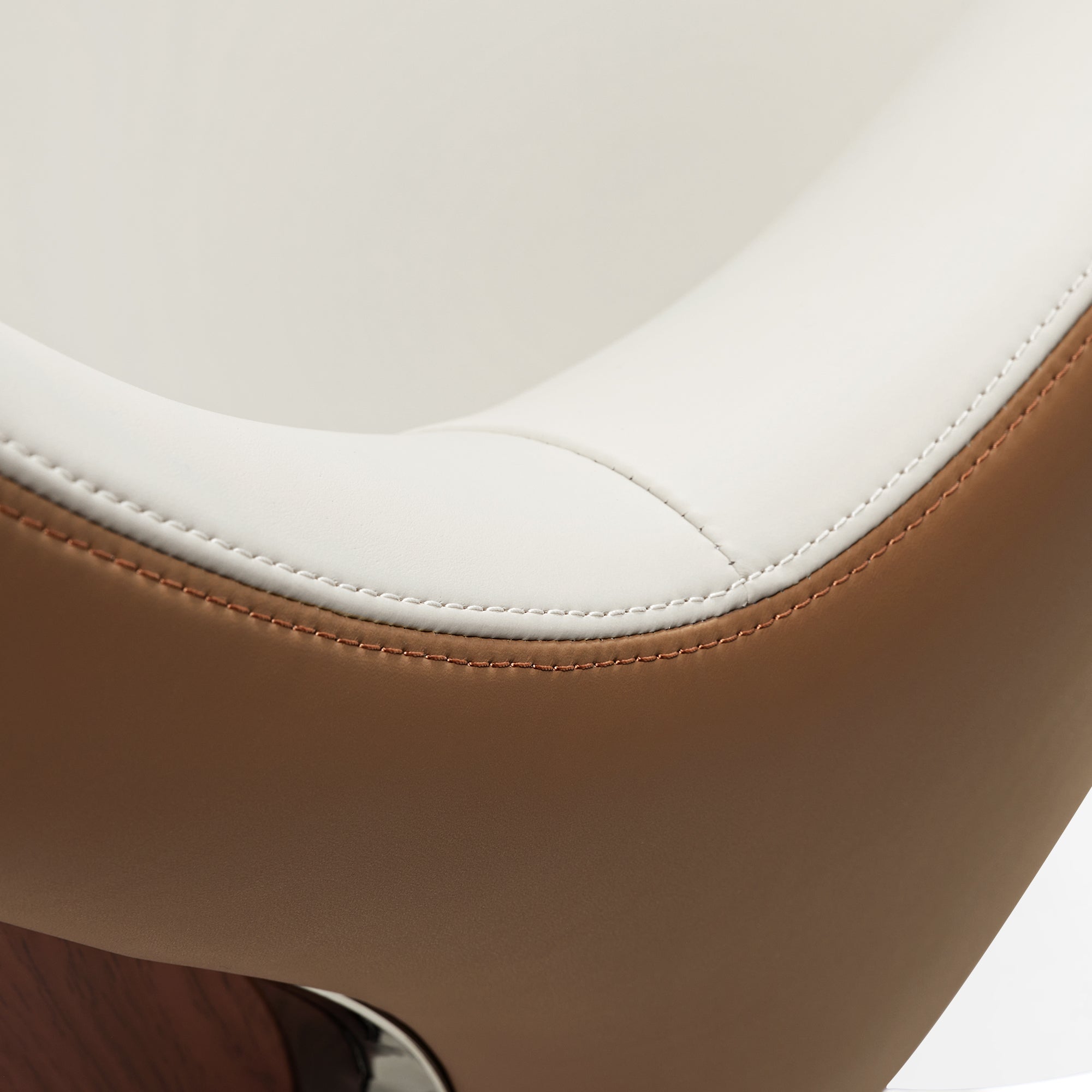 Eureka Ergonomic Serene Ella executive chair: cream & tan Napa leather detail with stitching.