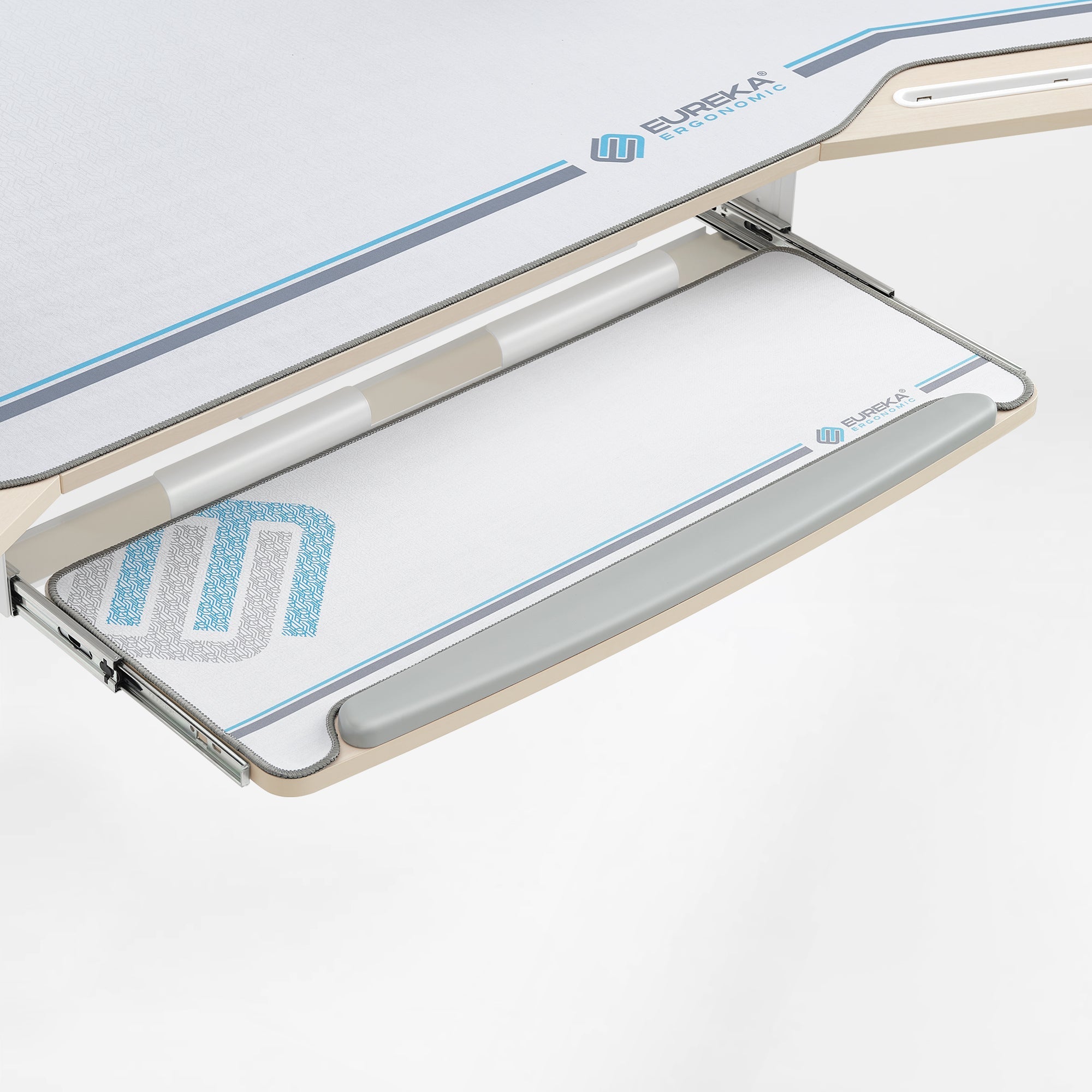 Eureka Ergonomic Aero Wing Desk Retractable Keyboard Tray With Wrist Rest and Guide Rails, Ergonomic Gaming Desk.
